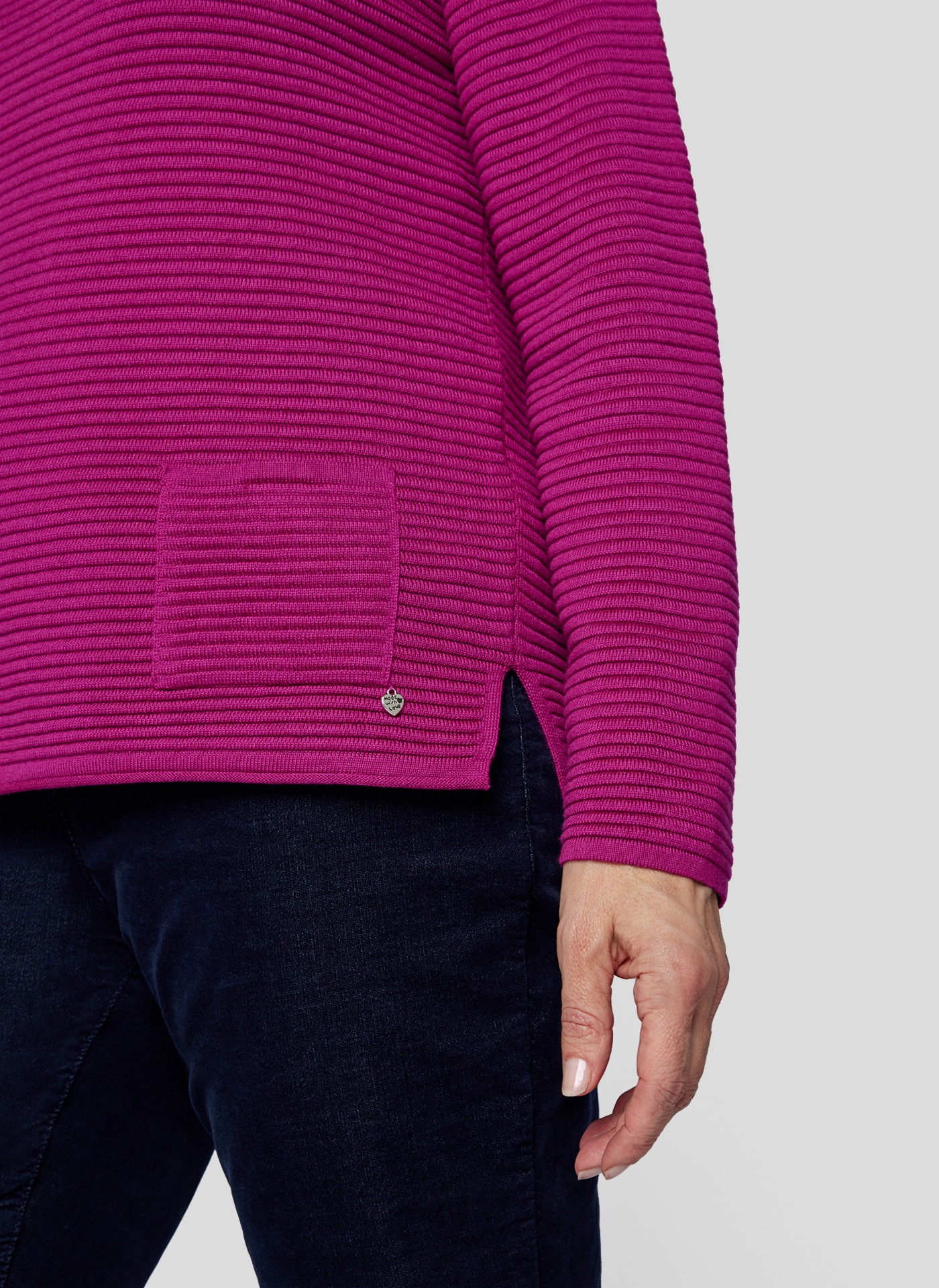 Rabe Strickpullover, mit Rippstruktur und aufgesetzter Tasche