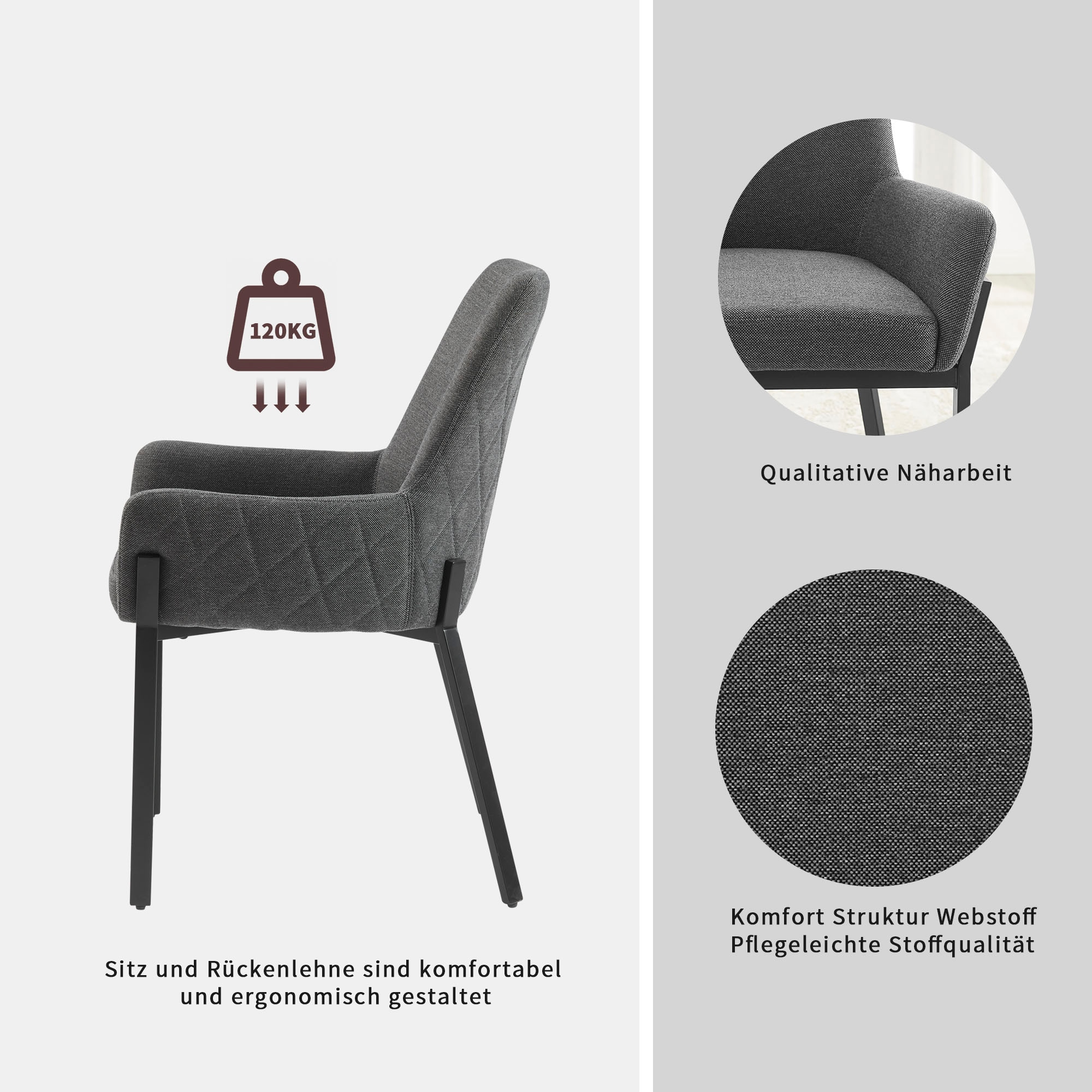 PLACES OF STYLE Stuhl »Lome, TOPSELLER!, OTTOs Choice« () 1 Stk.mit pflegeleichtem Webstoff Bezug, Metallgestell, Sitzhöhe 49 cm