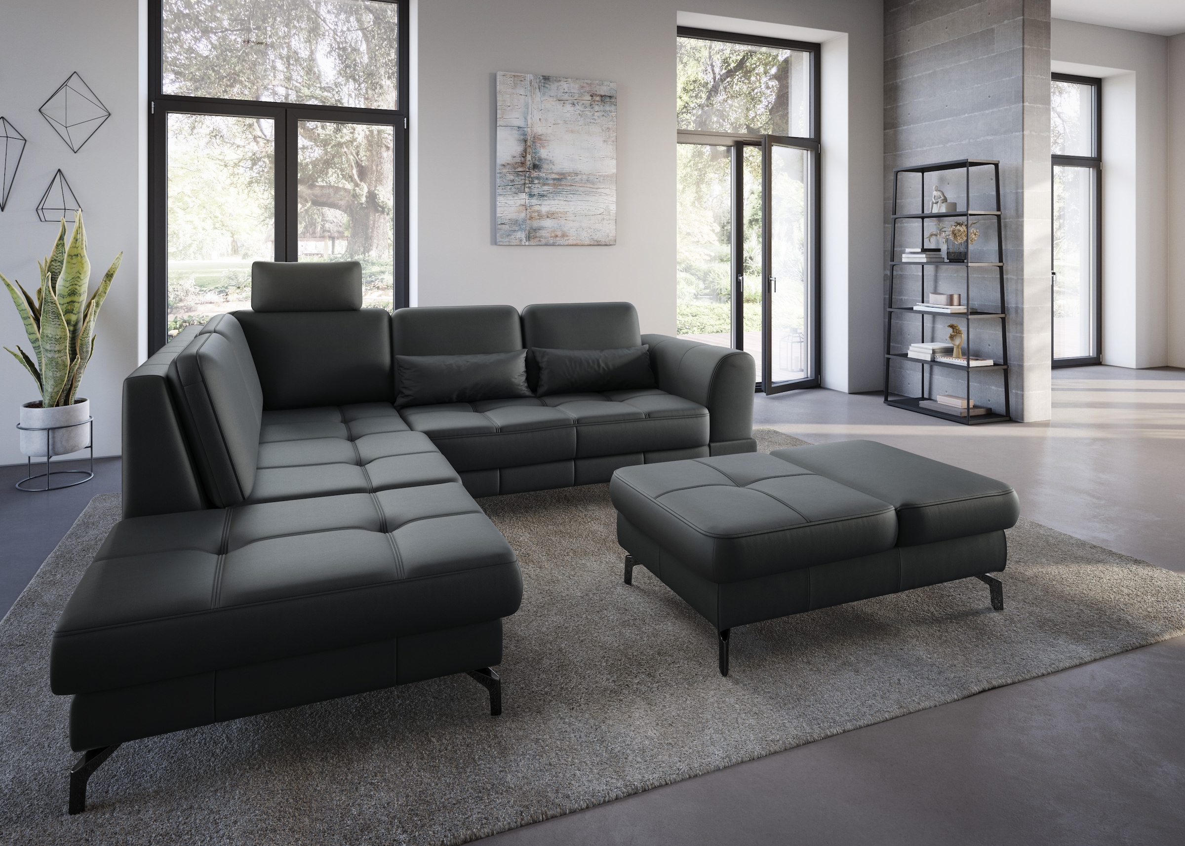 sit&more Ecksofa "Bendigo L-Form" inklusive Sitztiefenverstellung, Bodenfreiheit 12 cm, in 2 Fußfarben
