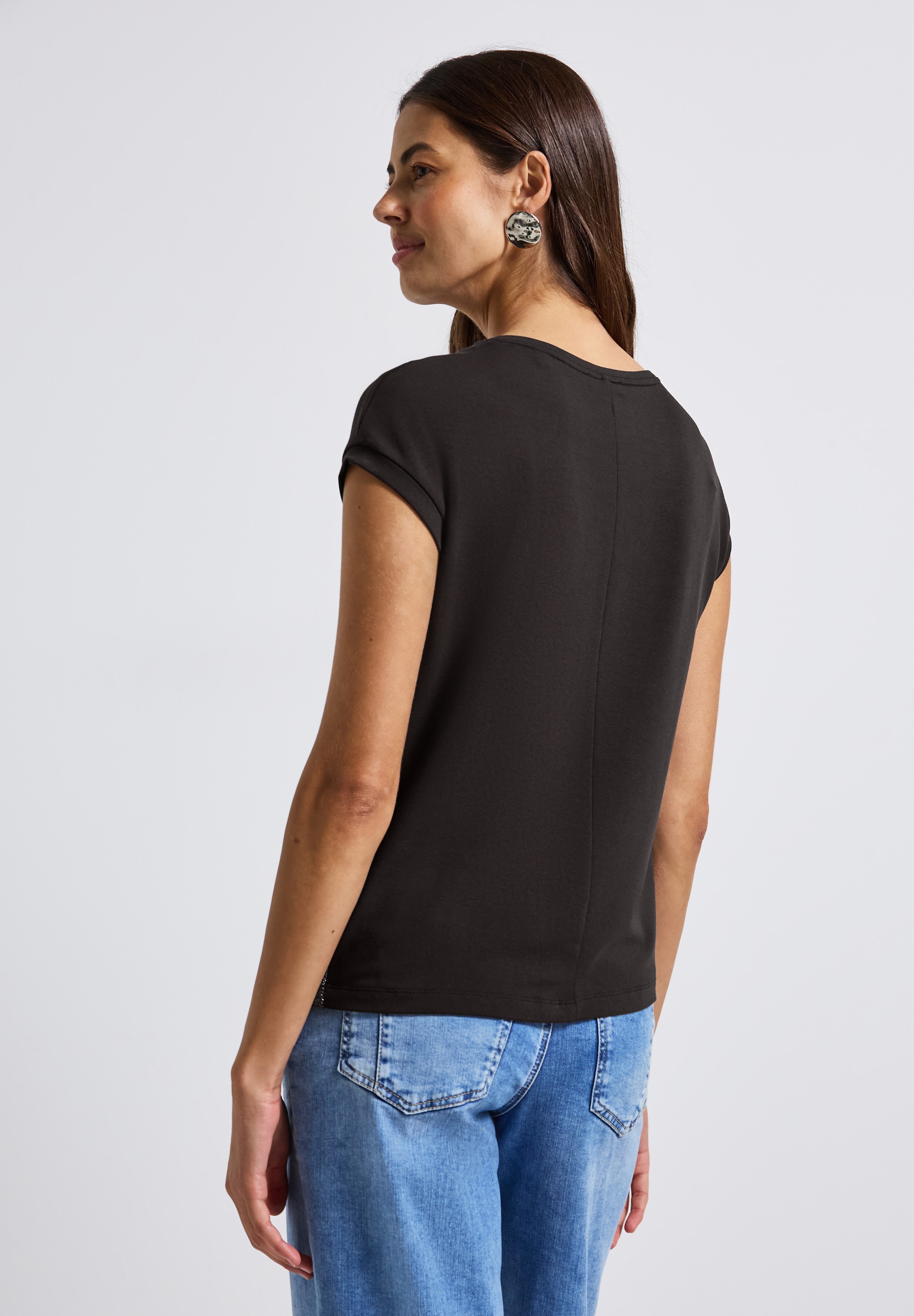 STREET ONE T-Shirt, mit Glitzer-Wording-Print