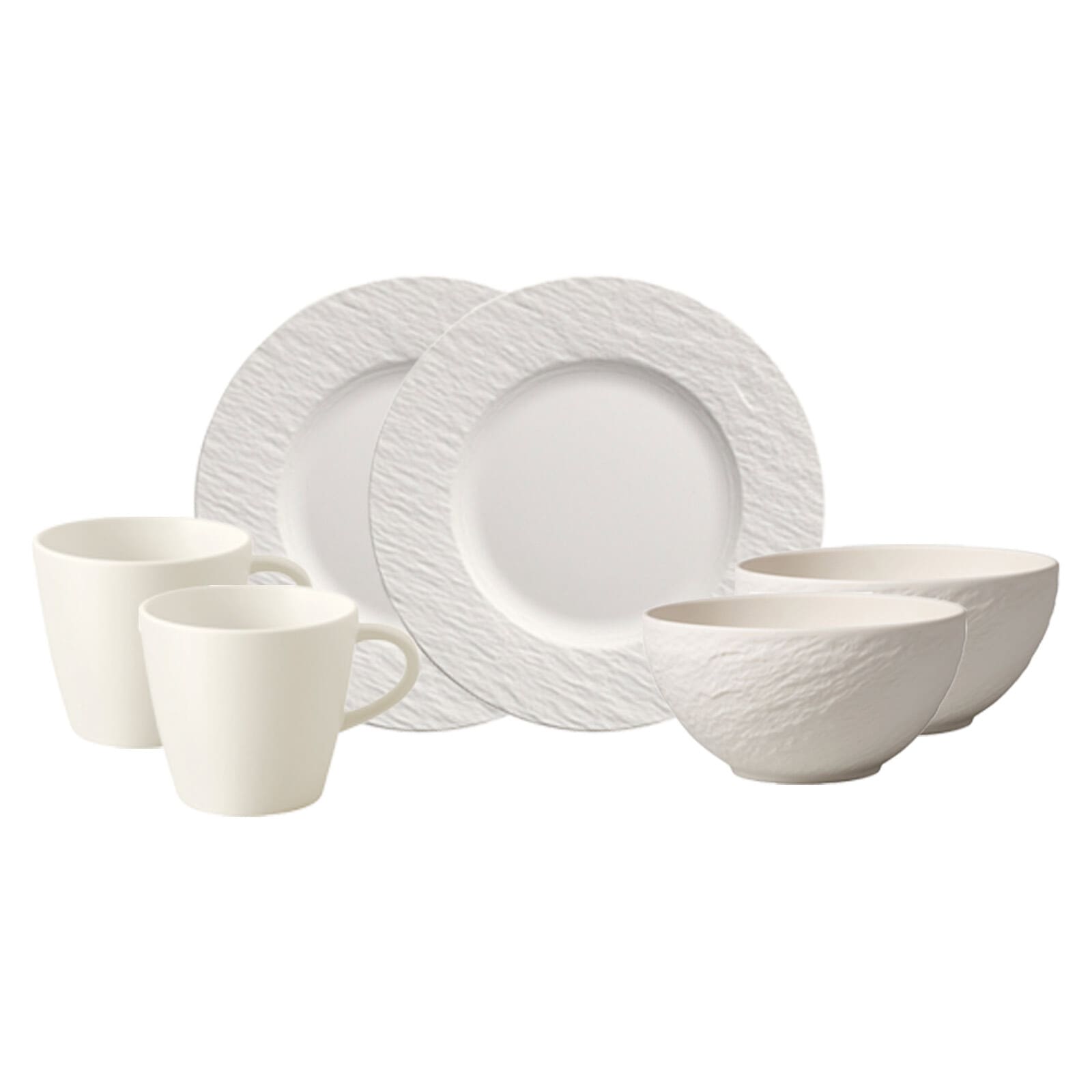 VILLEROY & BOCH Geschirr-Set "Frühstücks-Set Manufacture Rock 6er Set weiß", weiß, Geschirr-Sets