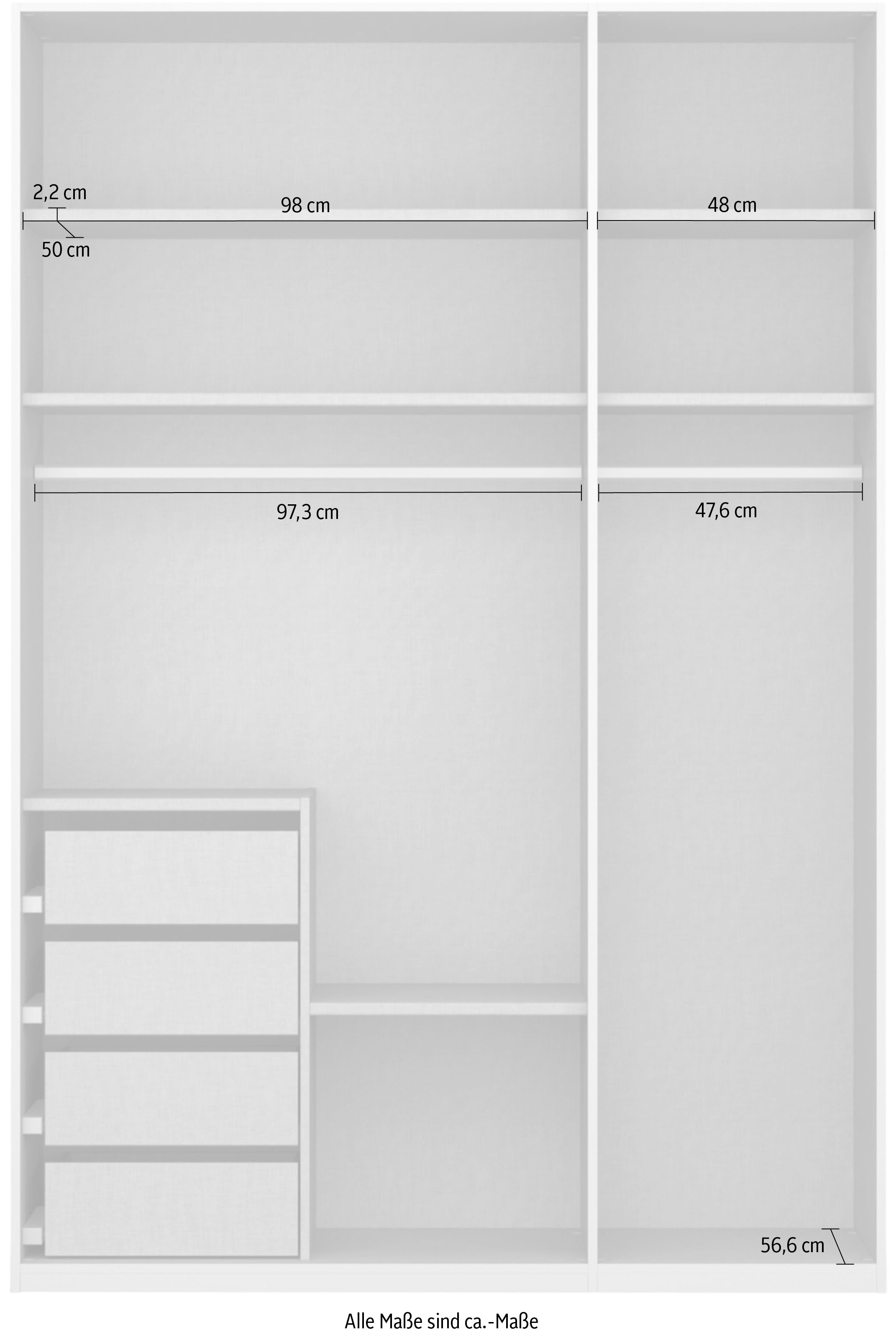 rauch Drehtürenschrank »Skat Meridian«, Glasfront, inkl. Innenspiegel und 4 Innenschubladen
