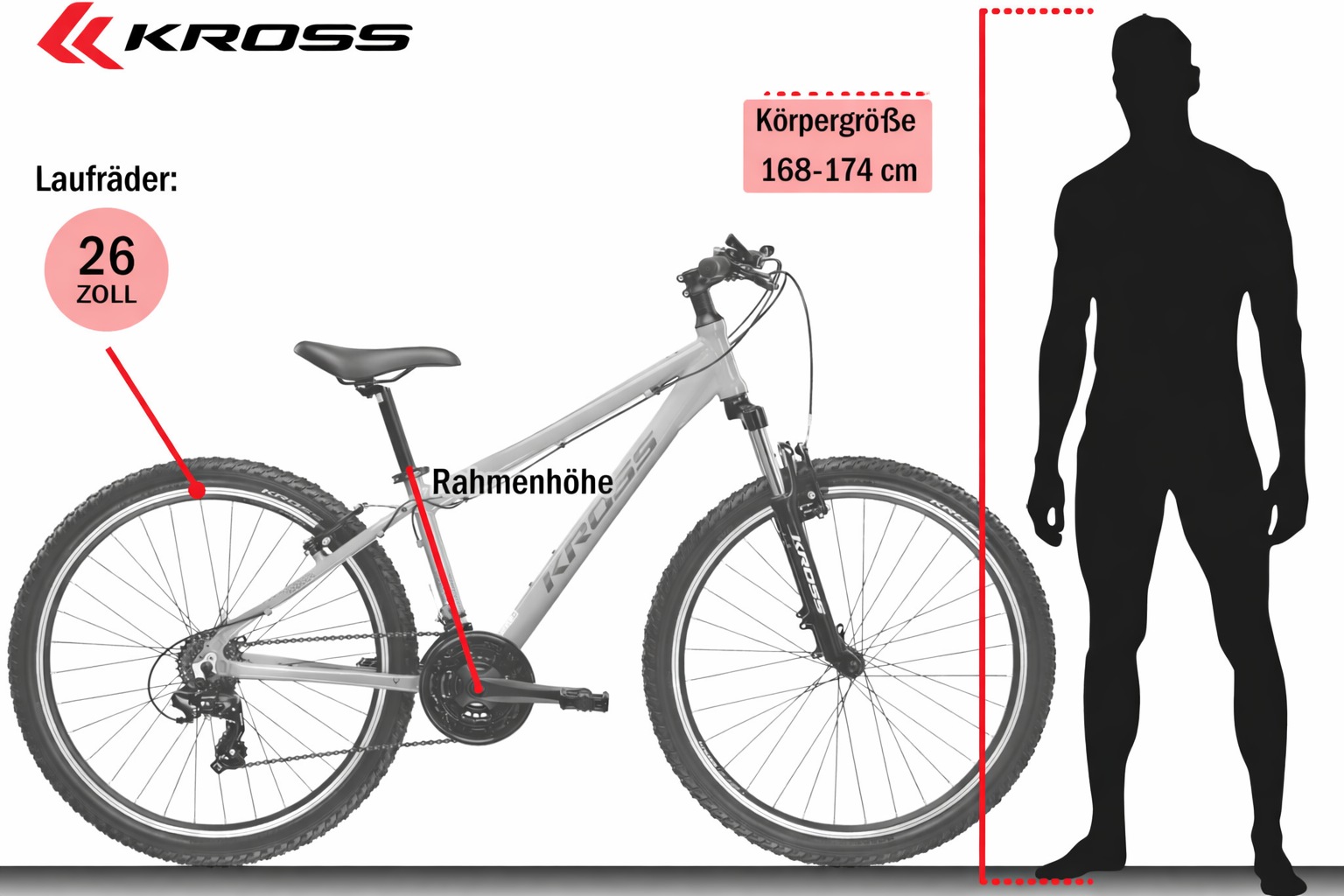 Kross Mountainbike »KROSS MTB Hardtail Hexagon 1.0 26" blau 21 Gänge« 21 Gang Shimano TOURNEY TX800 Schaltwerk Kettenschaltung
