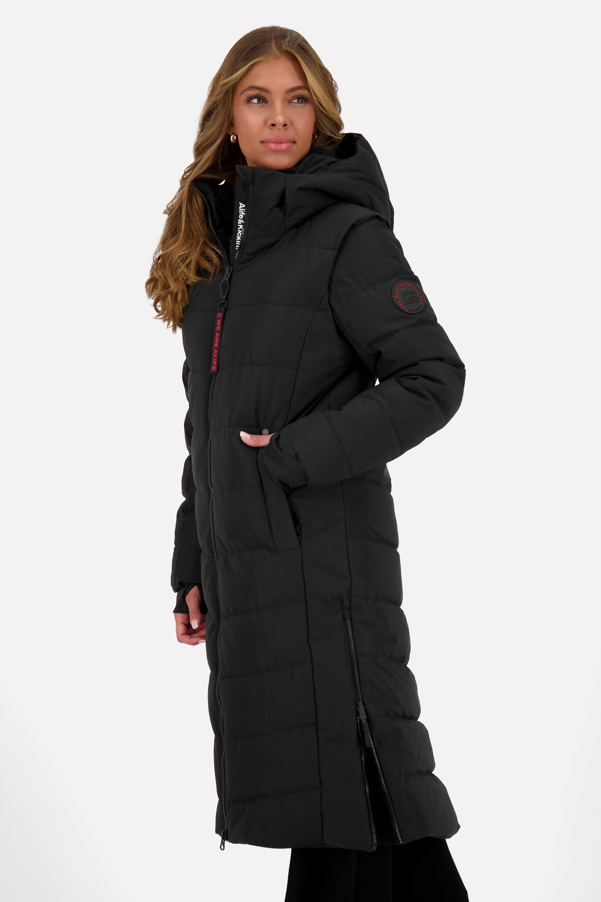 Alife & Kickin Steppjacke »Damen NellyAK A«, mit Kapuze, Mantel & Weste in einem, mit abnehmbaren Ärmeln in schmaler Passform