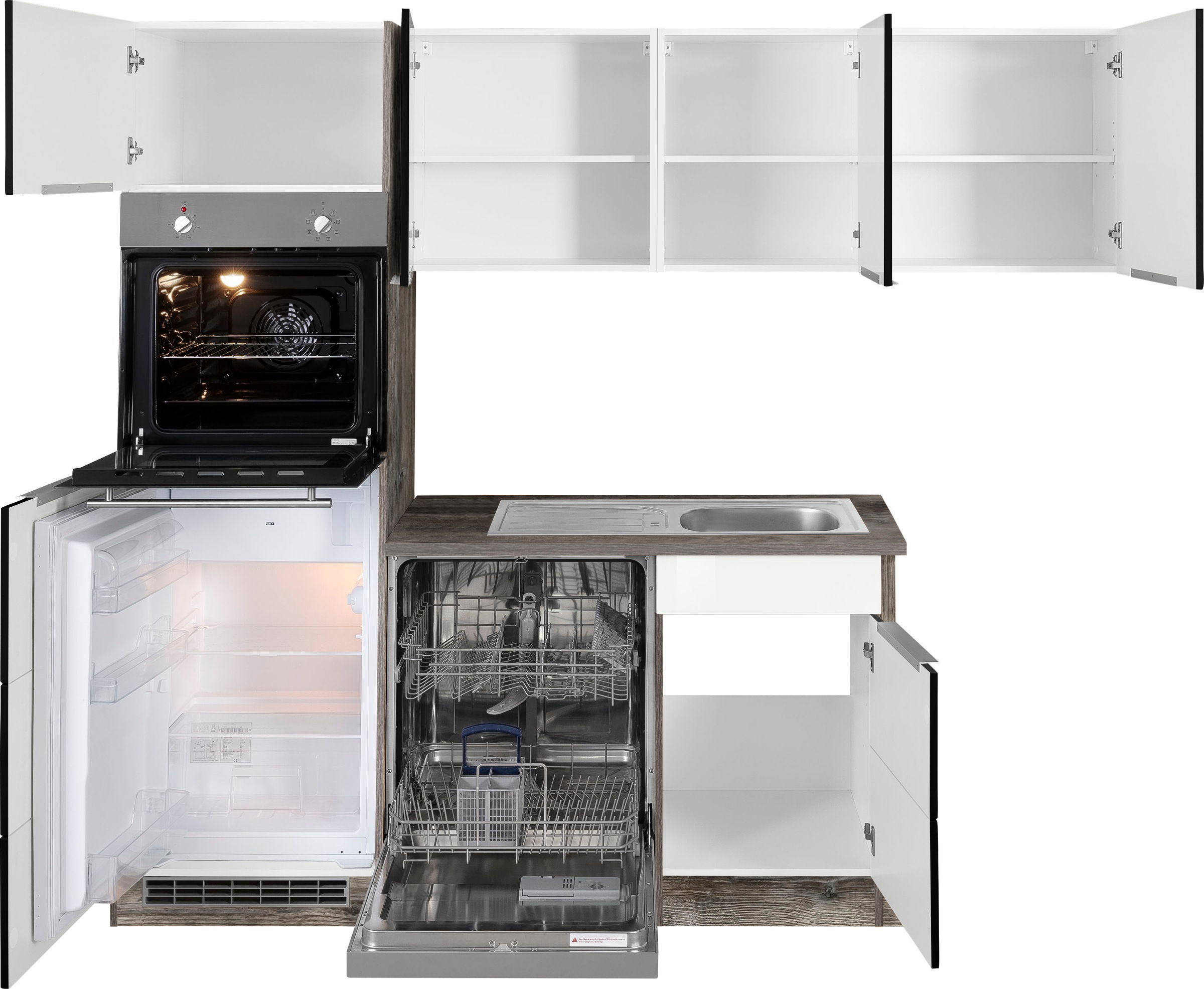 KOCHSTATION Winkelküche »KS-Brindisi Stellbreite 230/170 cm«, wahlweise mit E-Geräten und Induktion, mit MDF-Fronten