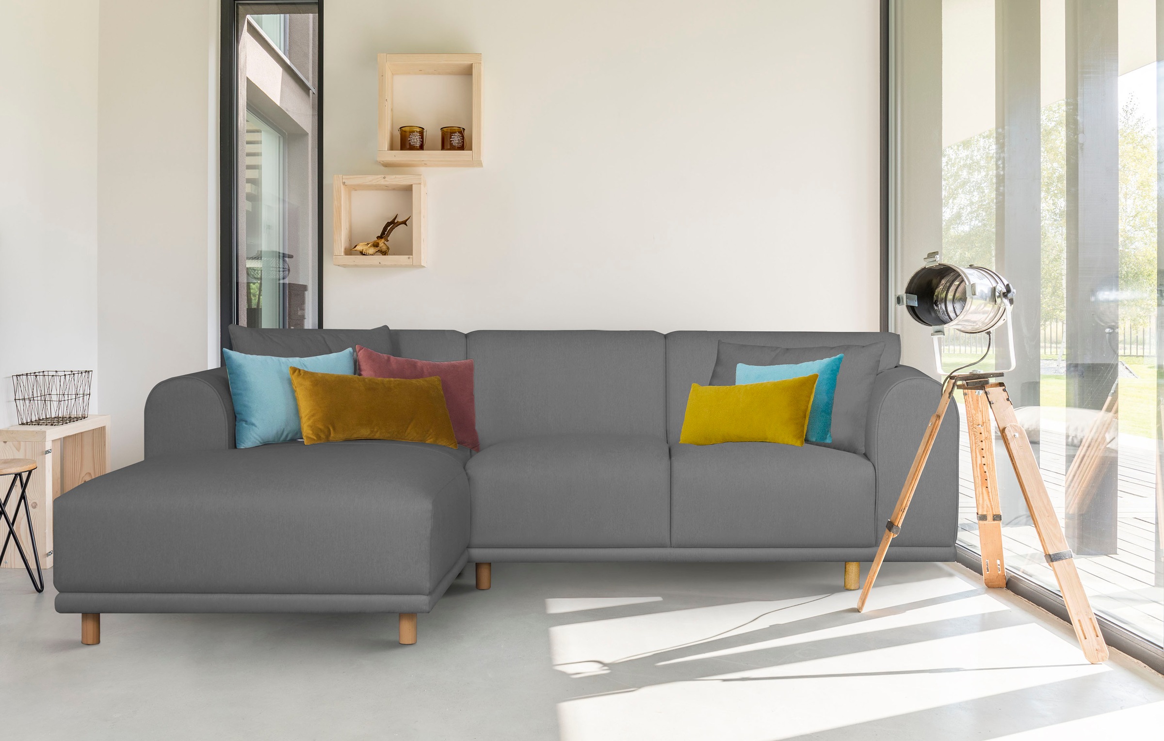 andas Ecksofa »Maroon L-Form«, in skandinavischem Design, mit losen Kissen