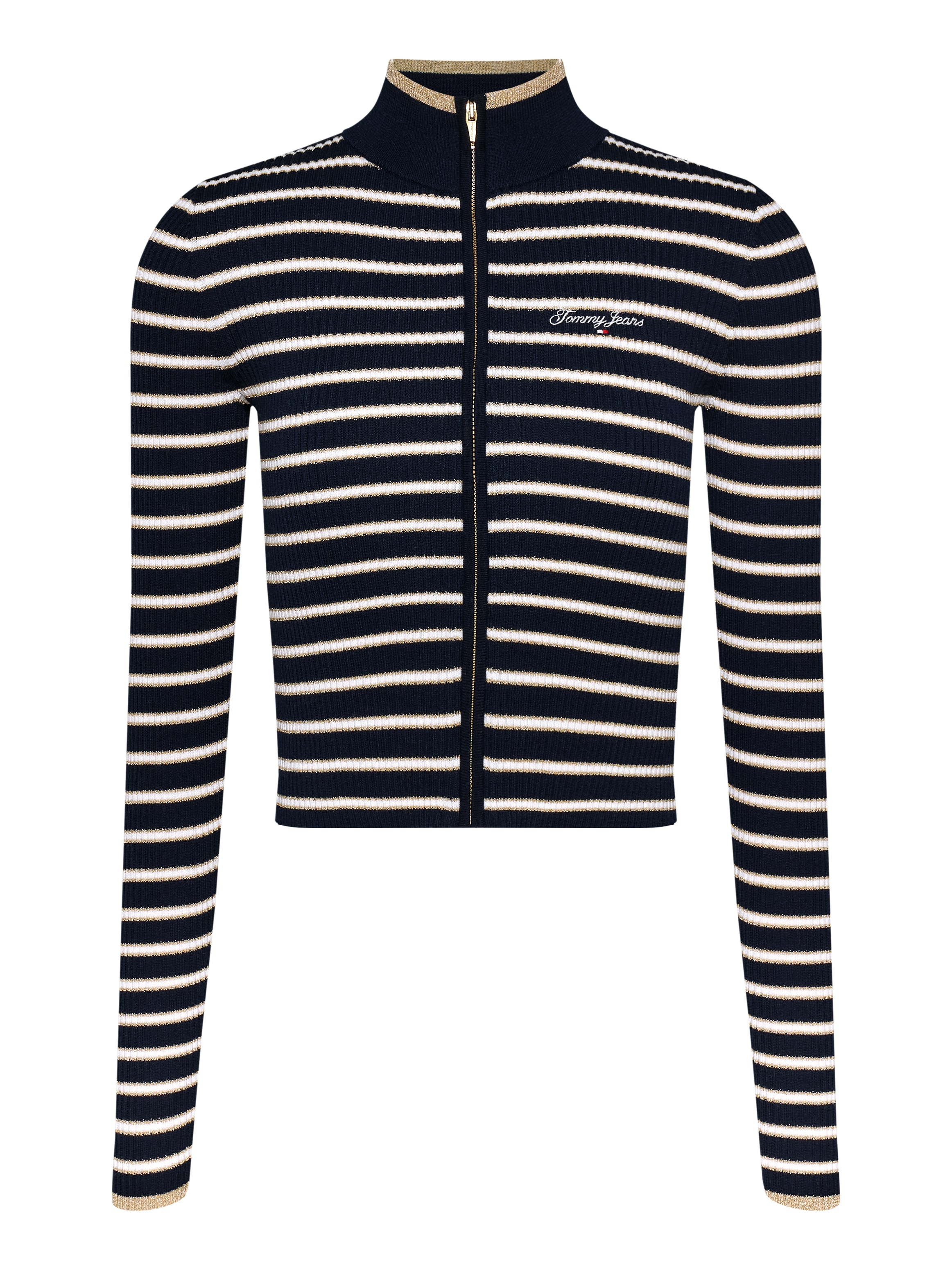 Tommy Jeans Strickjacke »TJW METALLIC TIP ZIP CARDIGAN«, mit Glitzer