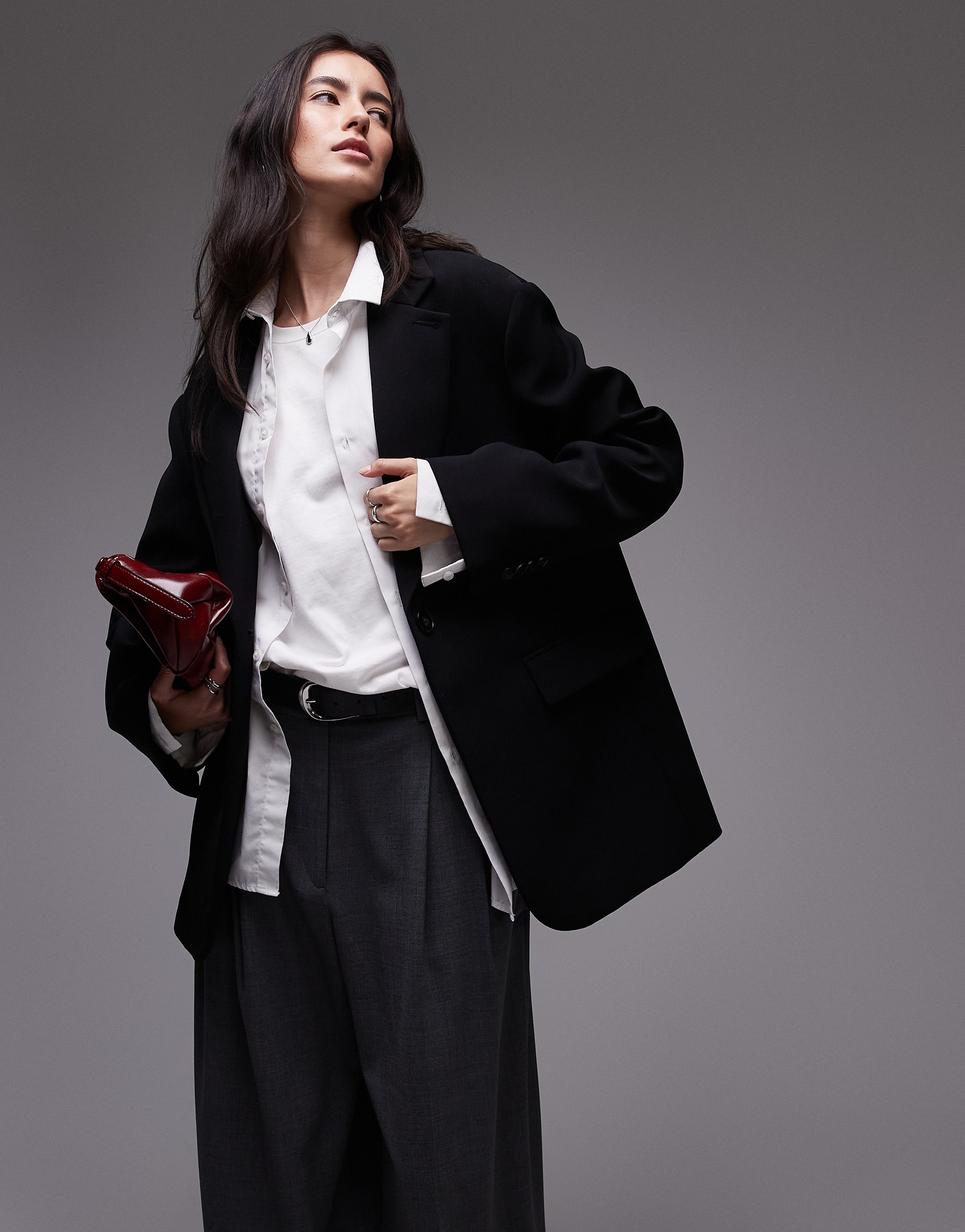 TOPSHOP Longblazer "TSLOUISE OVERSIZED BLAZER TLR NOOS" Polyester, oversize fit