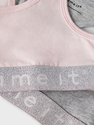 Thumbnail - Name It Bustier "NKFSHORT – Bralette im 2er-Set mit Ringerrücken" Packung, 2 Stk. unifarben, casual, körpernah, Baumwoll...