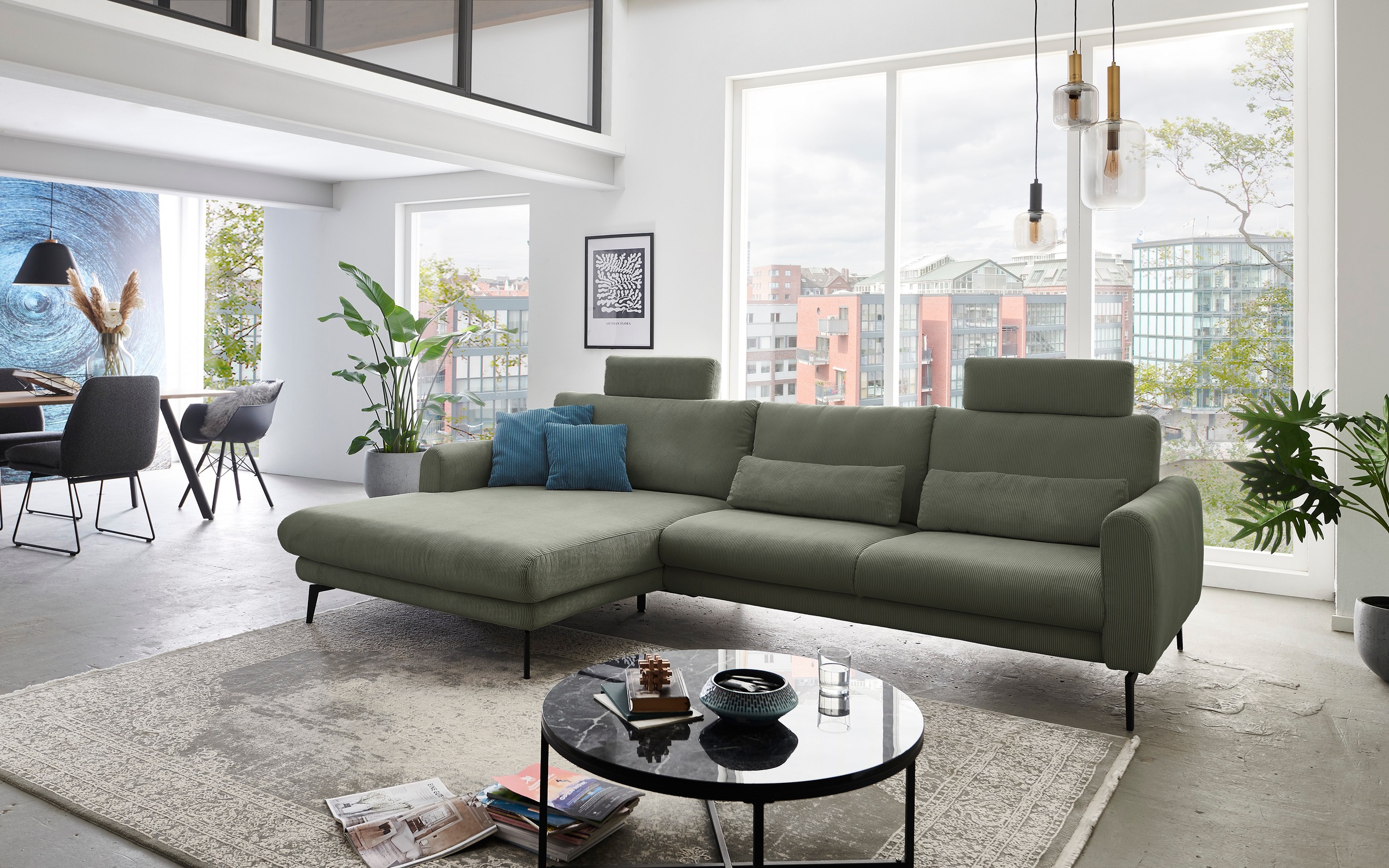 Die PlanBar Ecksofa »MP-IN23147 L-Form«, (2 St.), Kaltschaumpolsterung, softer Sitz & verstellbare Kopfstützen