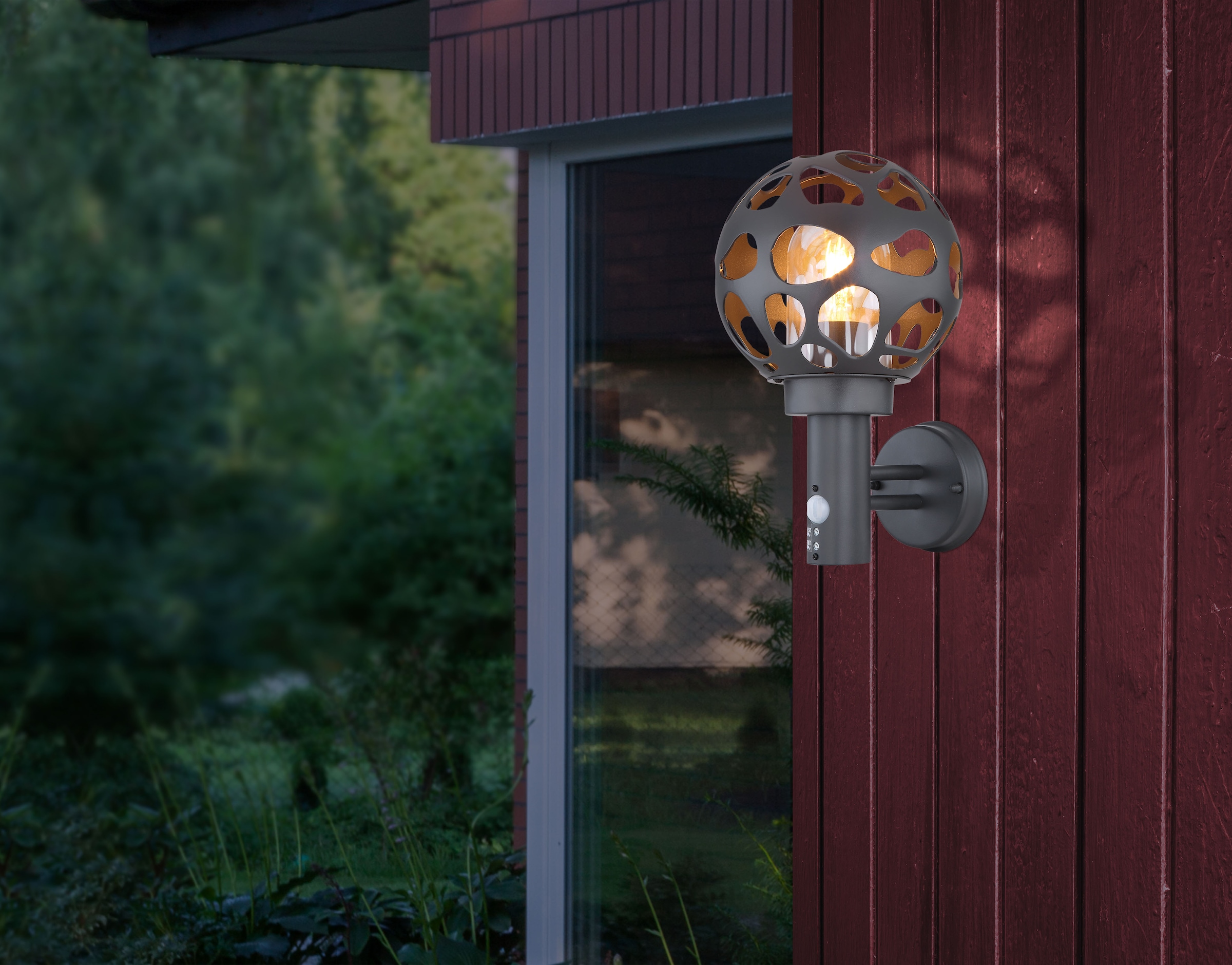 GLOBO LIGHTING Außen-Wandleuchte »HILARIO« E27 1 Stk. Außenleuchte mit Sensor für Garten & Eingang