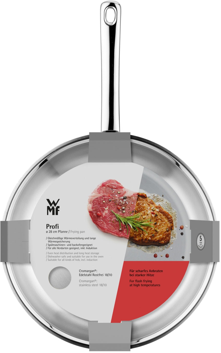 WMF Bratpfanne »Profi, induktionsgeeignet, unbeschichtet, ideal für scharfes Anbraten« Cromargan® Edelstahl Rostfrei 18/10 extrem strapazierfähig und langlebig, für alle Herdarten geeignet