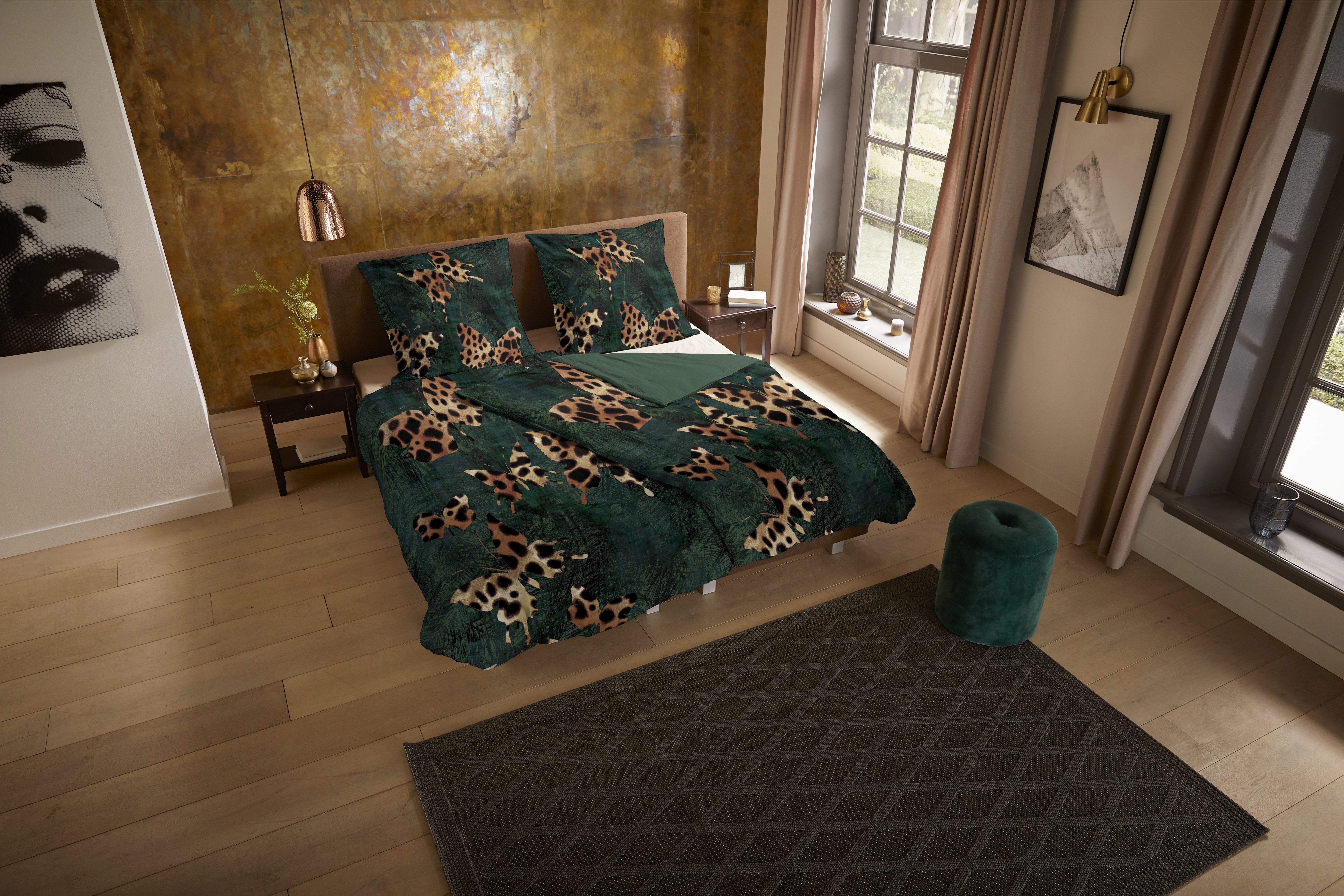 PURE luxury collection Wendebettwäsche "Lido" 2 Mikrofaser, Pflegeleicht, Reißverschluss, Wendeoptik, Leopard, Grün