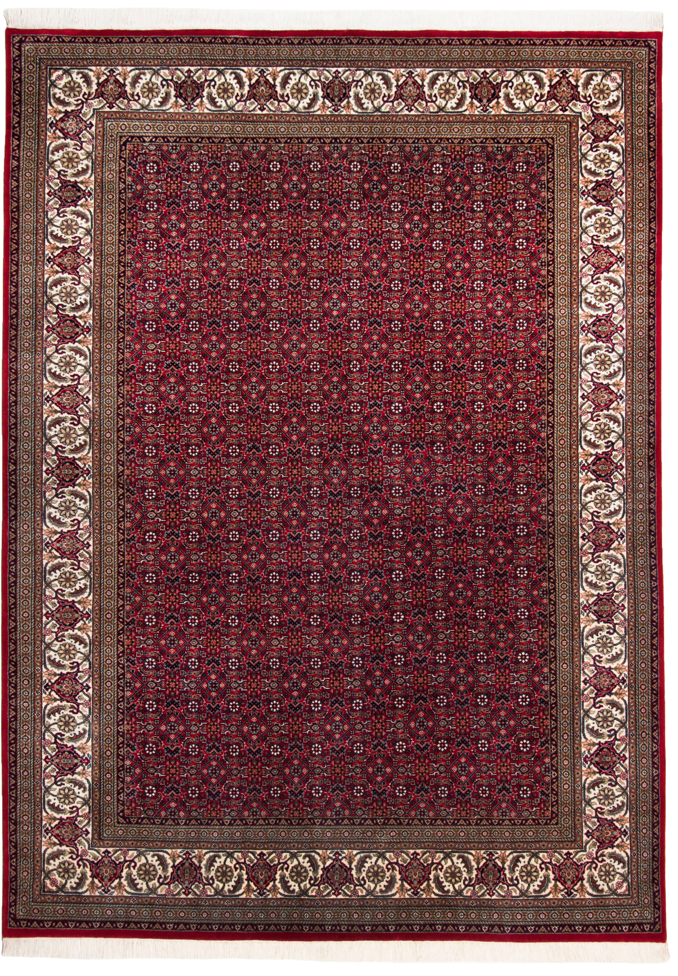 THEKO Orientteppich "Sirsa Seta Bidjar, handgeknüpft" rechteckig 12 mm Höhe Material: 80% Wolle, 20% Seide, mit Fransen, Wohnzimmer