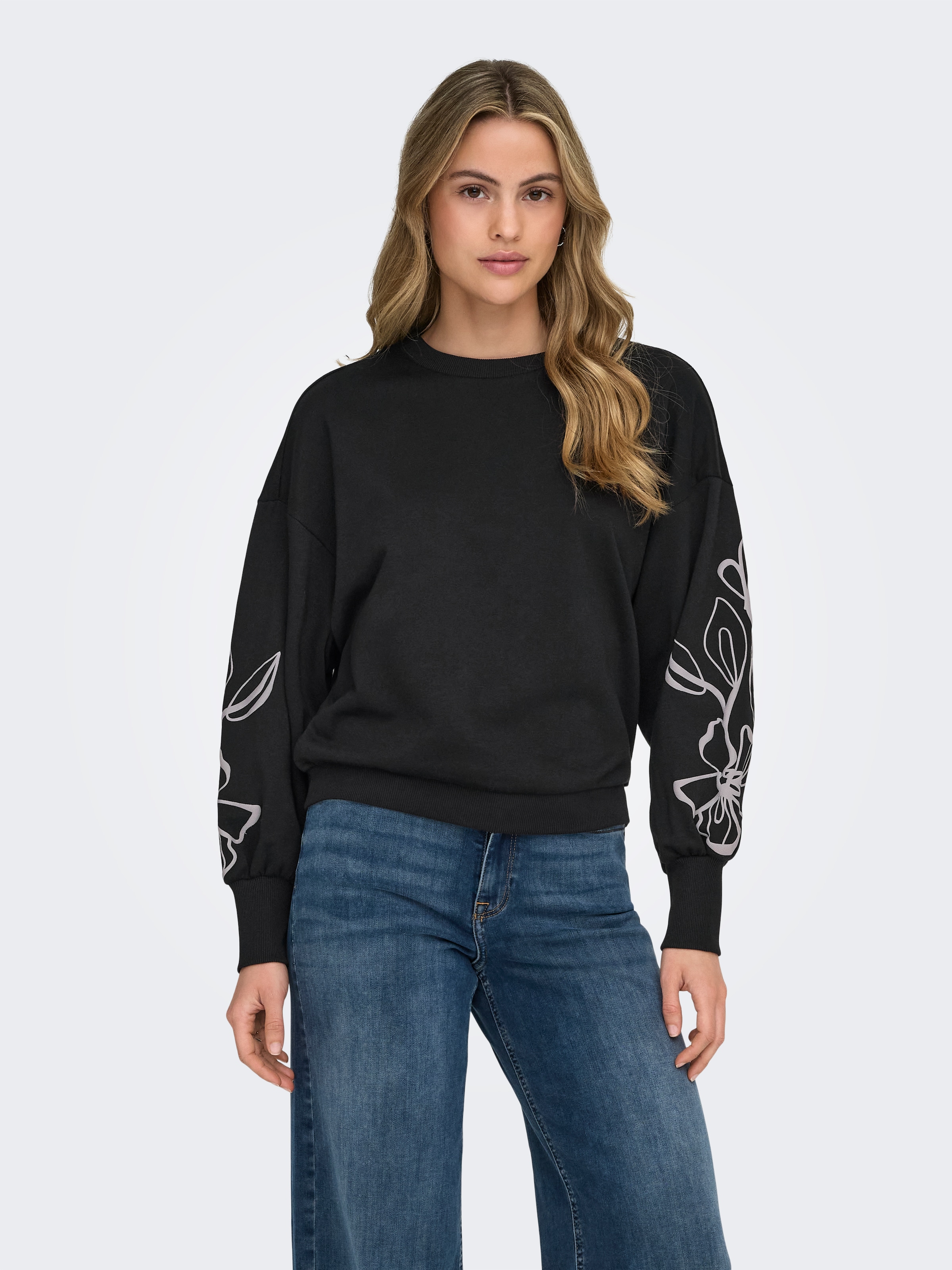 ONLY Sweatshirt "ONLBROOKE L/S O-NECK FLOWER SWT", Baumwollmischung, regula günstig online kaufen