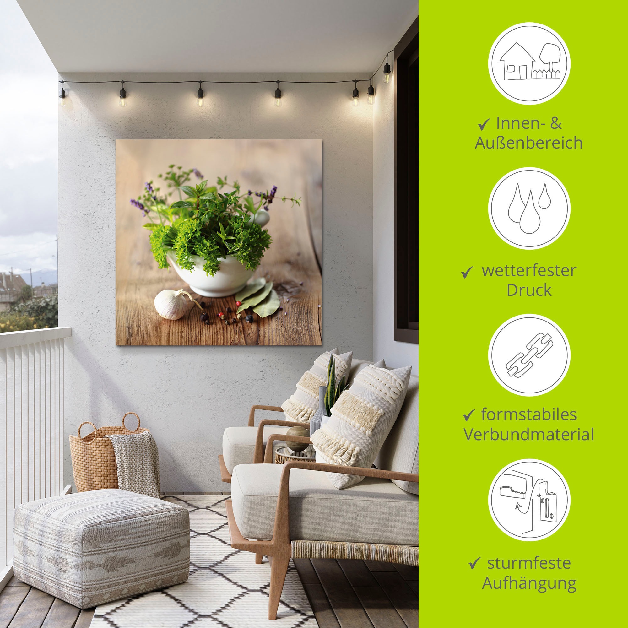 Artland Wandbild »Verschiedene Kräuter - Küche«, Arrangements, (1 St.), als Alubild, Outdoorbild, Leinwandbild, Poster, Wandaufkleber