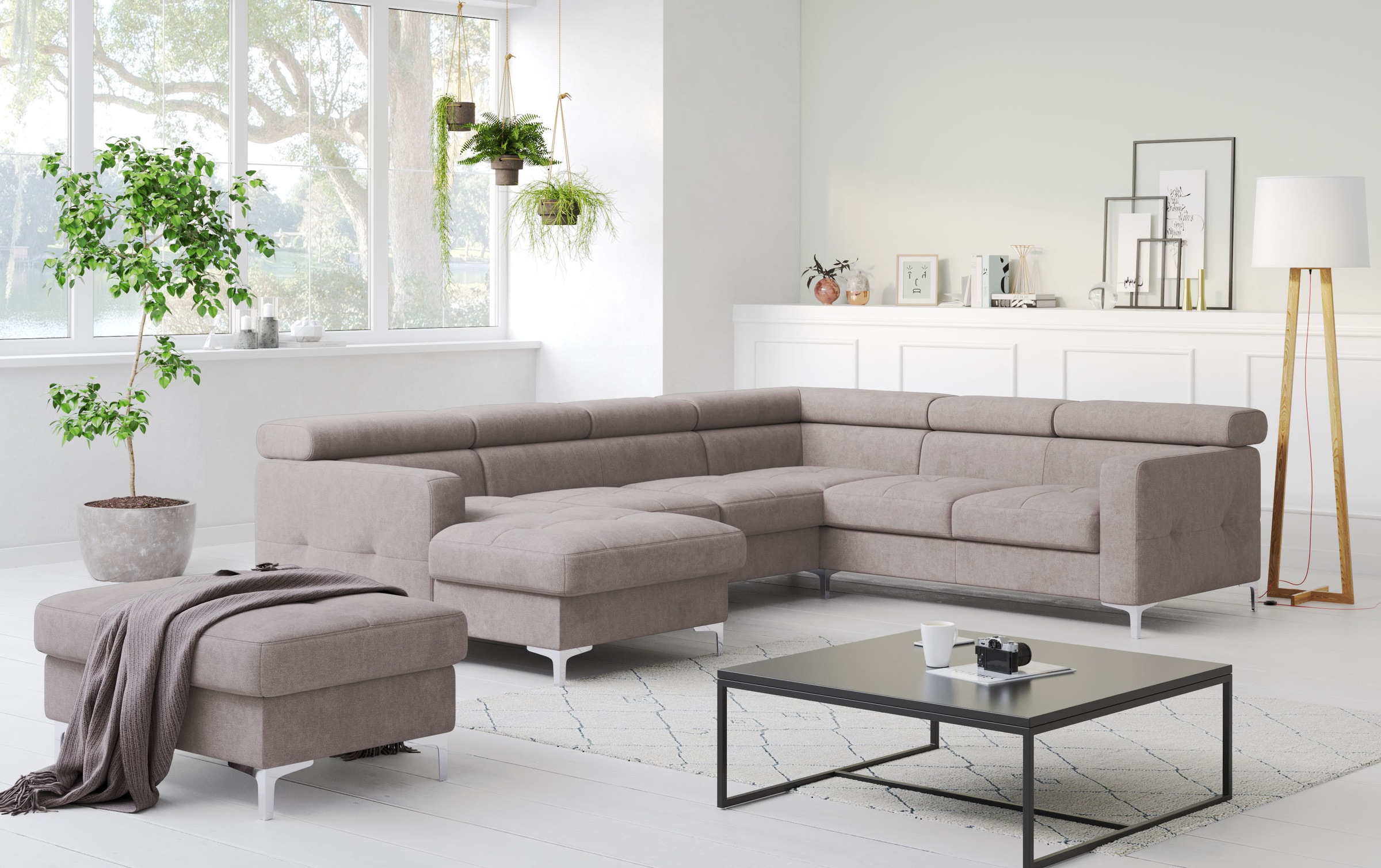 COTTA Wohnlandschaft »Sammy U-Form«, mit Kopfteilverstellung, wahlweise mit Bettfunktion & Bettkasten