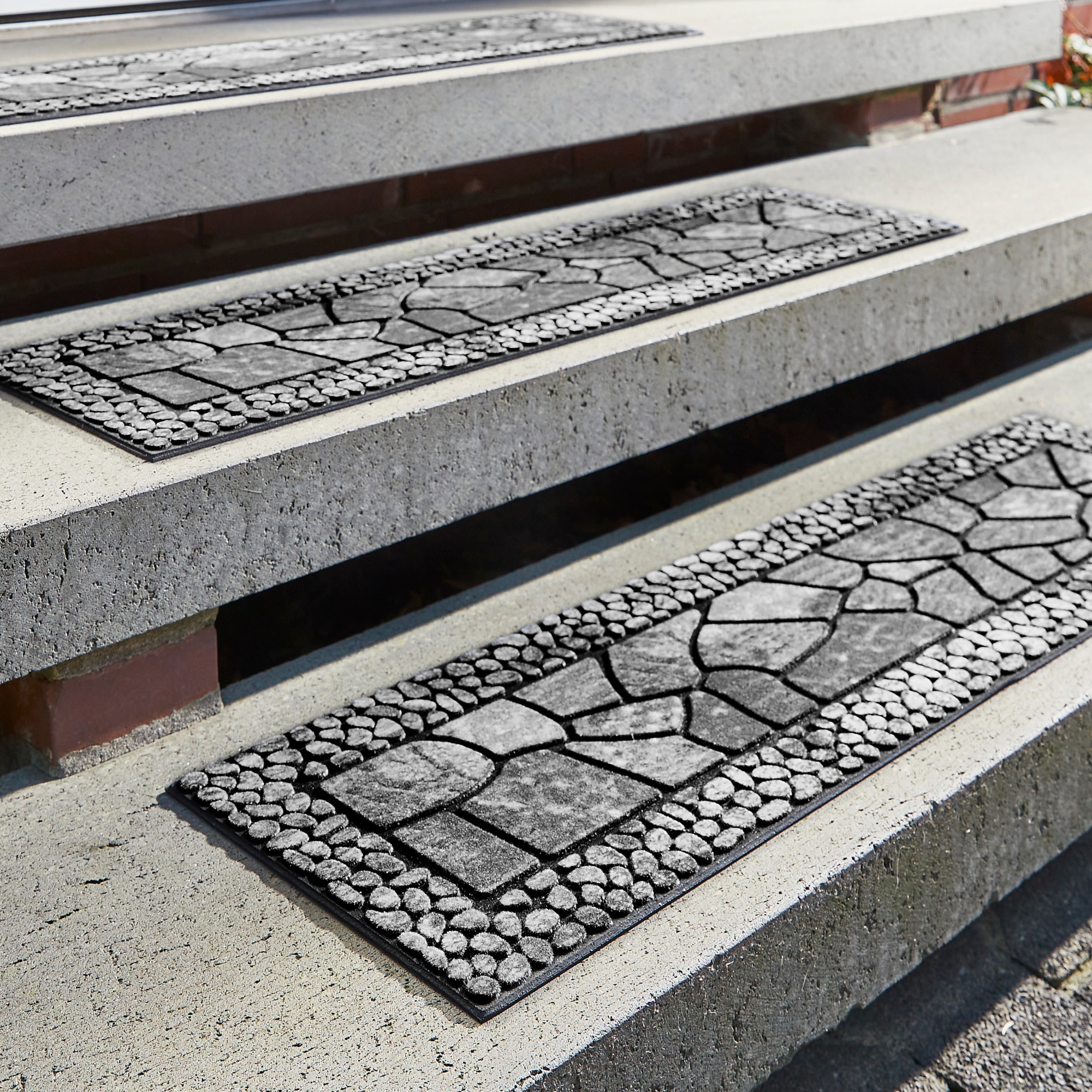 Andiamo Stufenmatte »Outdoor, 2er Set« rechteckig 6 mm Höhe Outdoor-Stufenmatten, Stein Motiv, Gartenbereich, Außenbereich