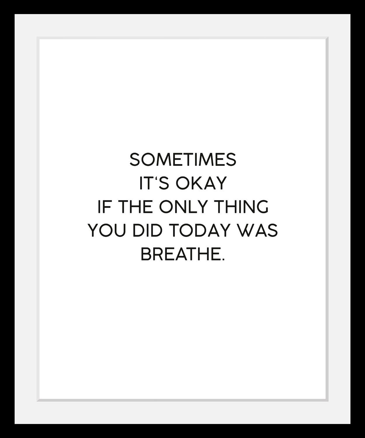 queence Bild »Breathe«, Schwarz-Weiß-Schriftzug-Motivationsbilder-Spa-Spa Bilder, HD Premium Poster-Druck inkl. Holzrahmen