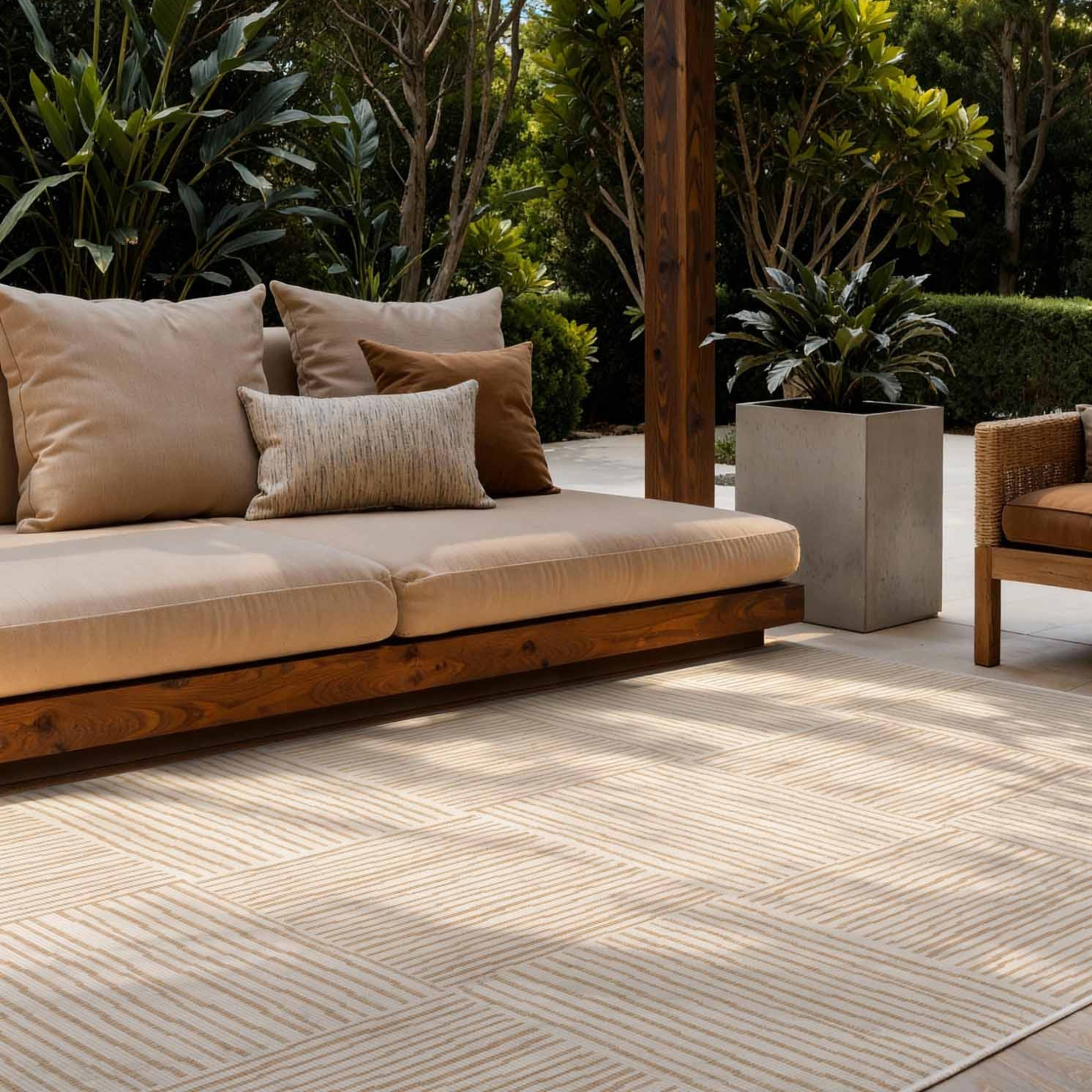 Teppich TED BAKER "Nightingale, Wendeteppich", jute weiß, B:160cm H:8mm L:230cm, Polypropylen, Teppiche, Teppich, Designteppich, Wetterfest, modern, Pflegeleicht, Wohnzimmer, Terrasse