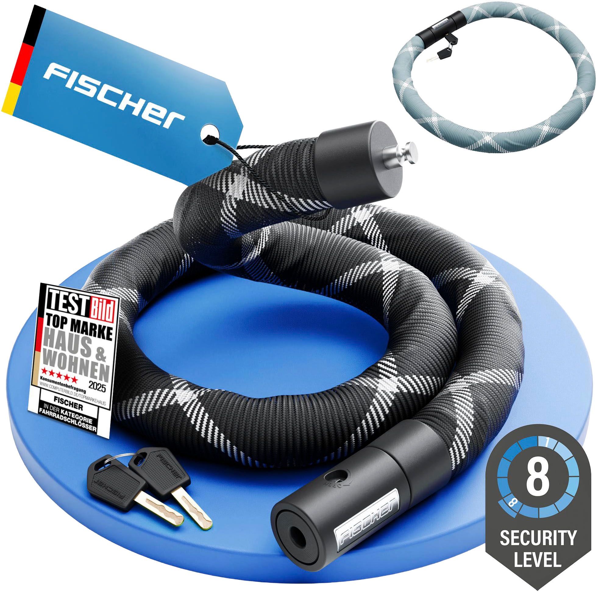 FISCHER FAHRRAD Kettenschloss "Kettenschloss SILENCE CK100/32 schwarz"schwarz, Sicherheitsschlösser