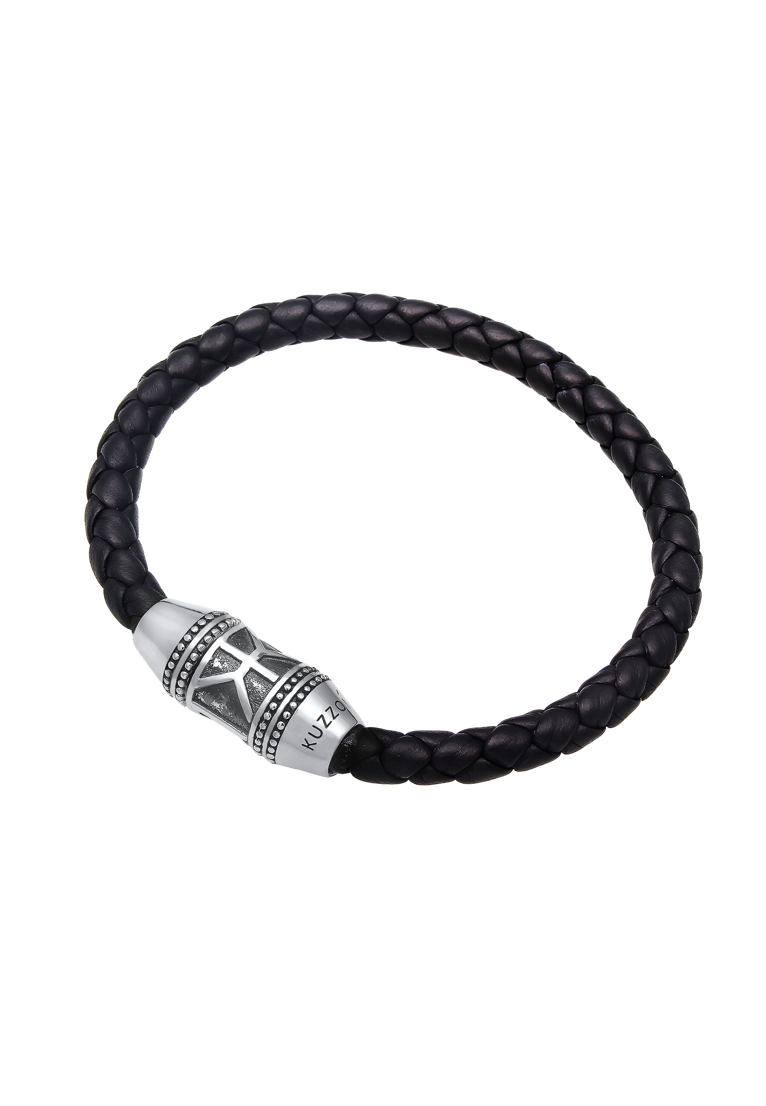 Kuzzoi Armband »Herren Leder Logo Magnet-Verschluß 925 Silber«