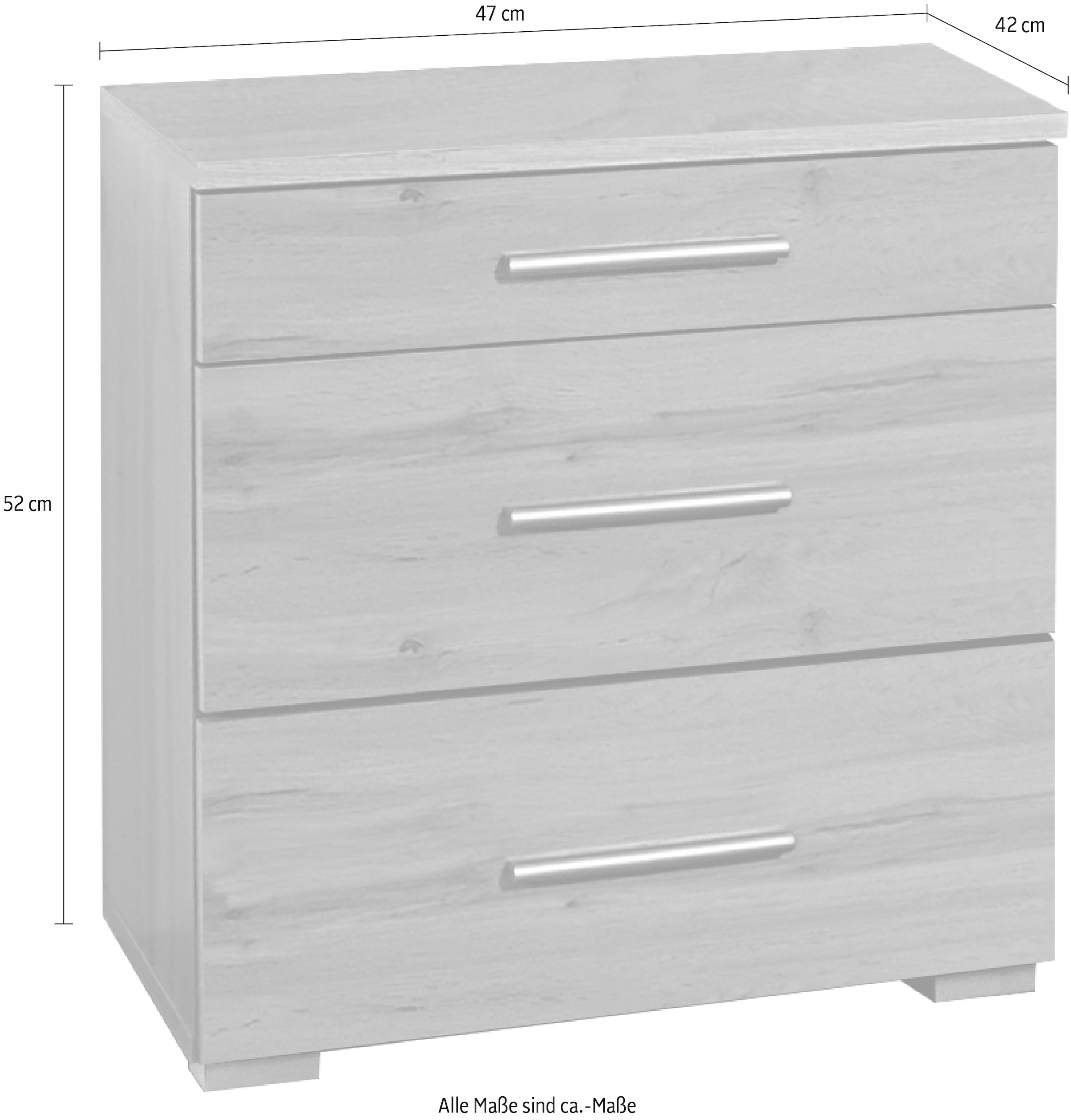 rauch Nachtkommode »Scala«, 2er-Set mit 3 Schubkästen in zwei unterschiedlichen Höhen