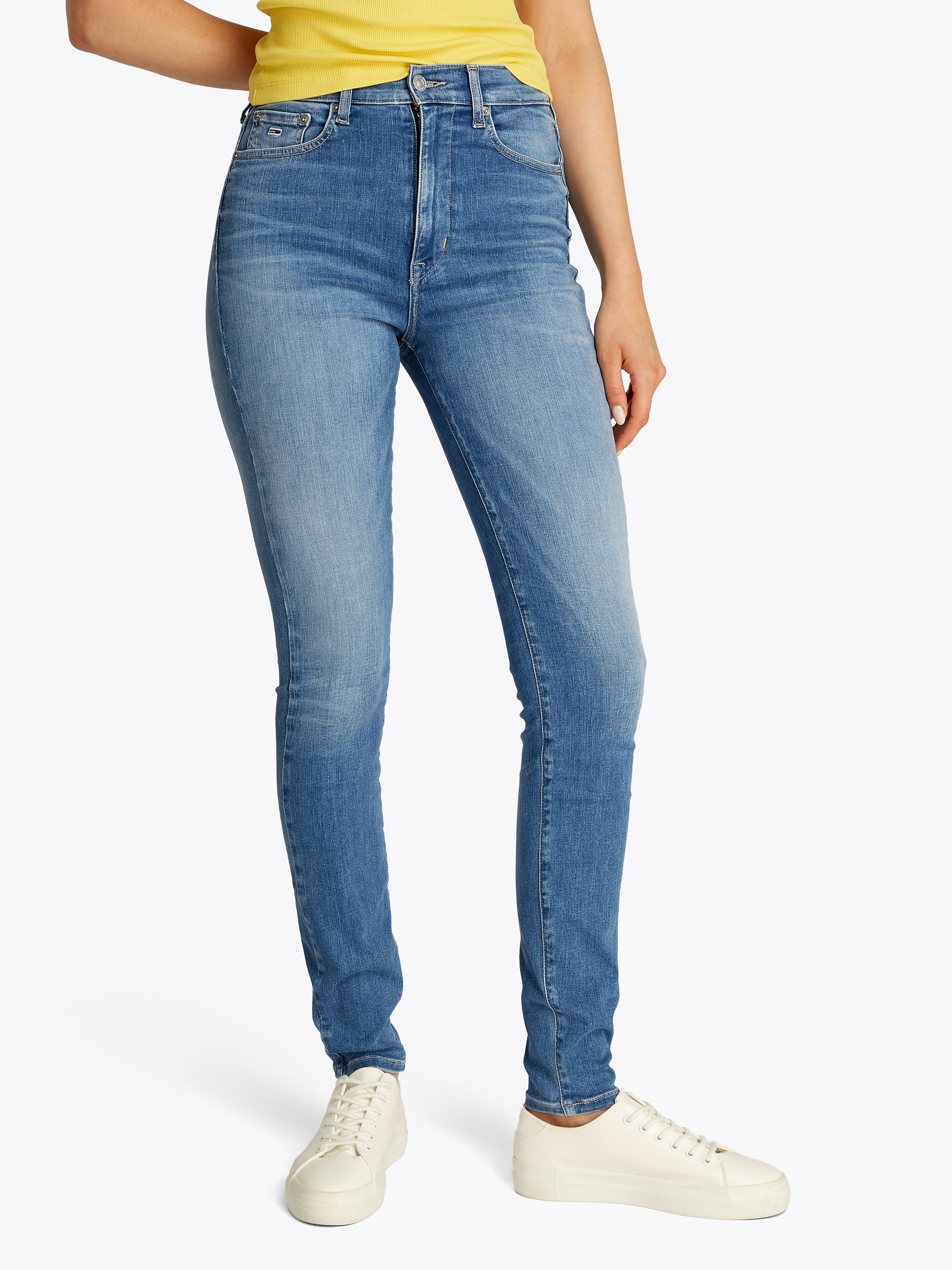 Tommy Jeans "Sylvia High Rise Skinny" in Knöchellänge, in blauer Waschung günstig online kaufen
