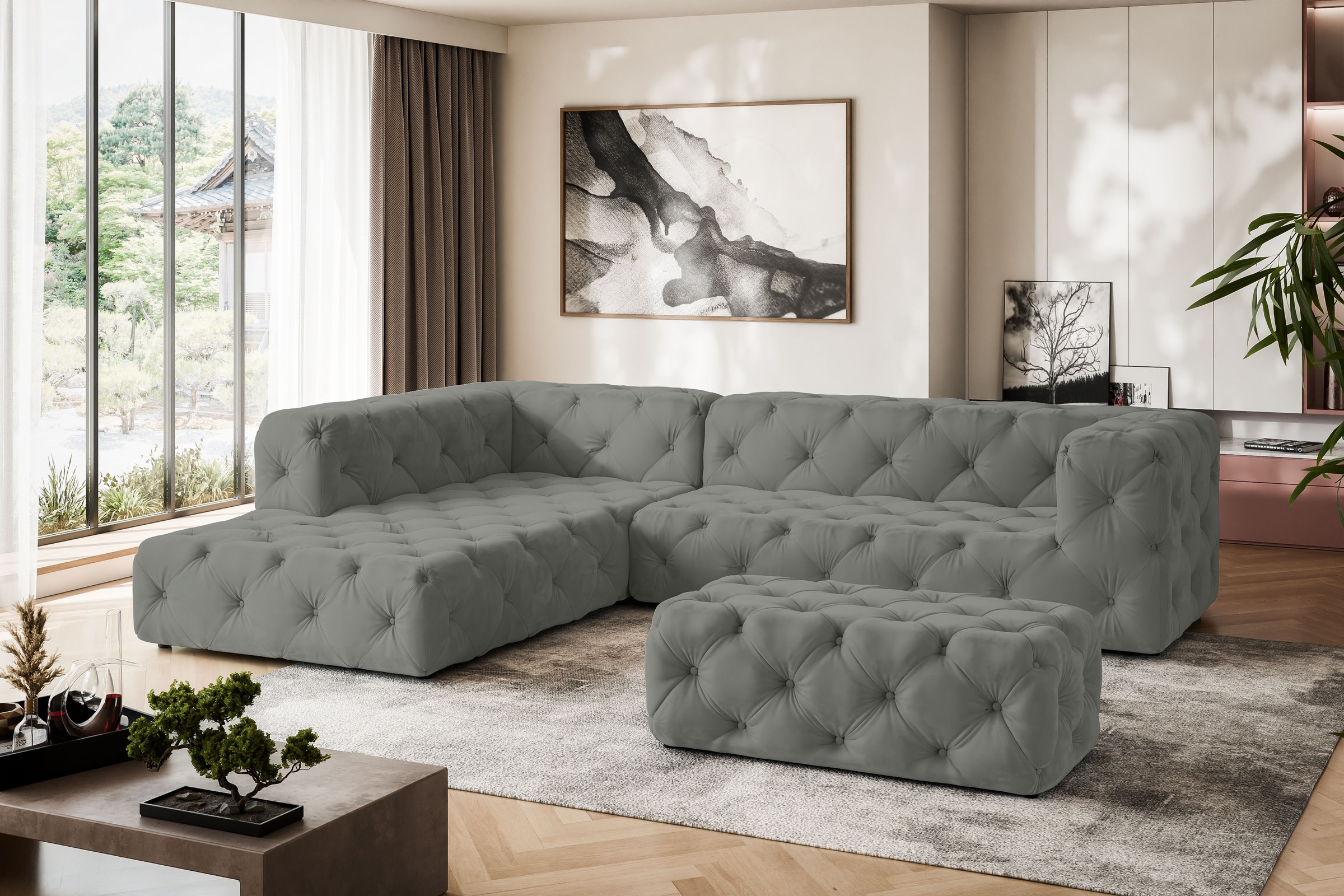 Places of Style Ecksofa "FOLLINA", L-Form, mit klassischer Chesterfield-Kno günstig online kaufen