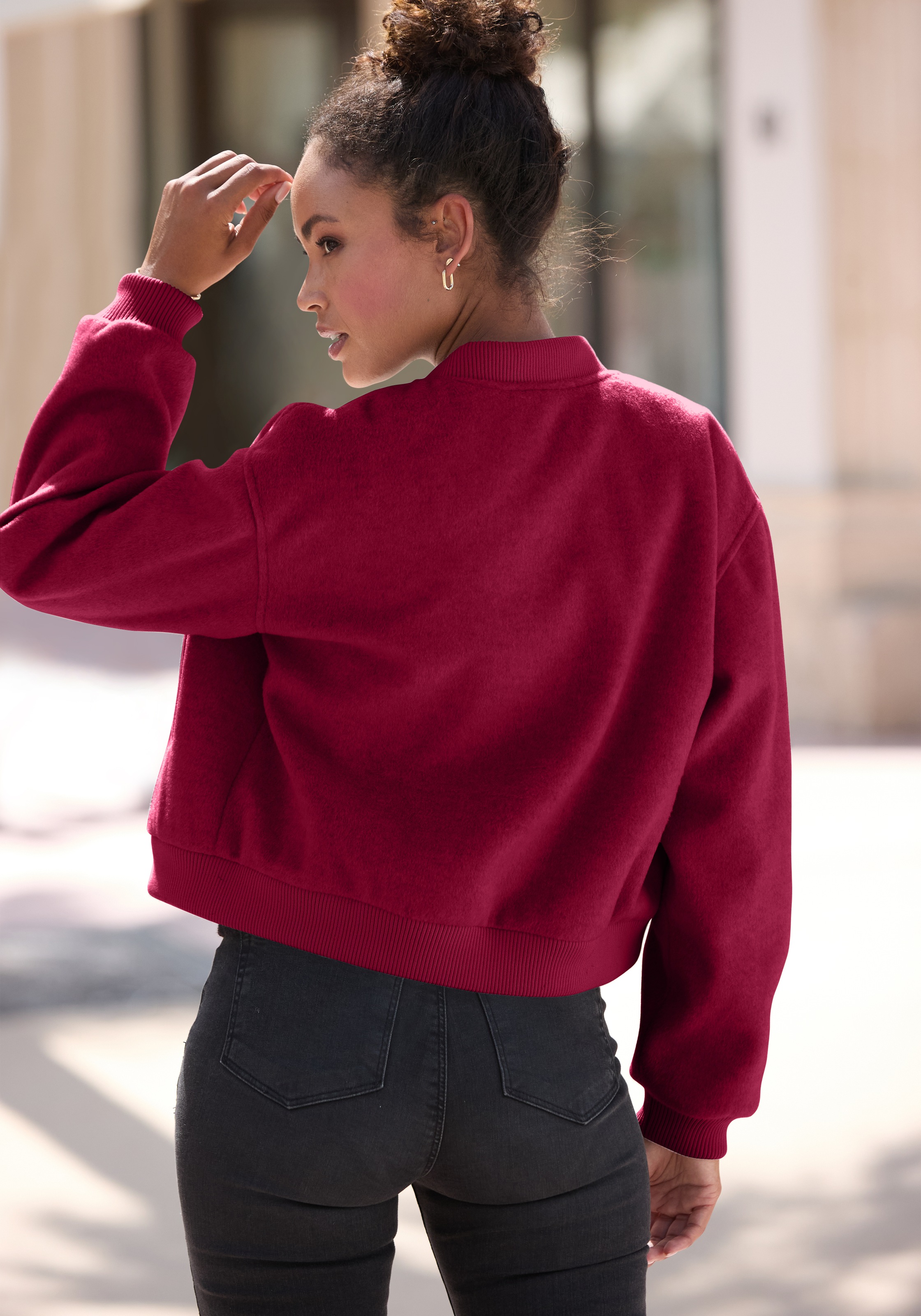 Thumbnail - LASCANA Bomberjacke mit Rippbündchen, Pilotenjacke mit Druckknöpfen und Taschen