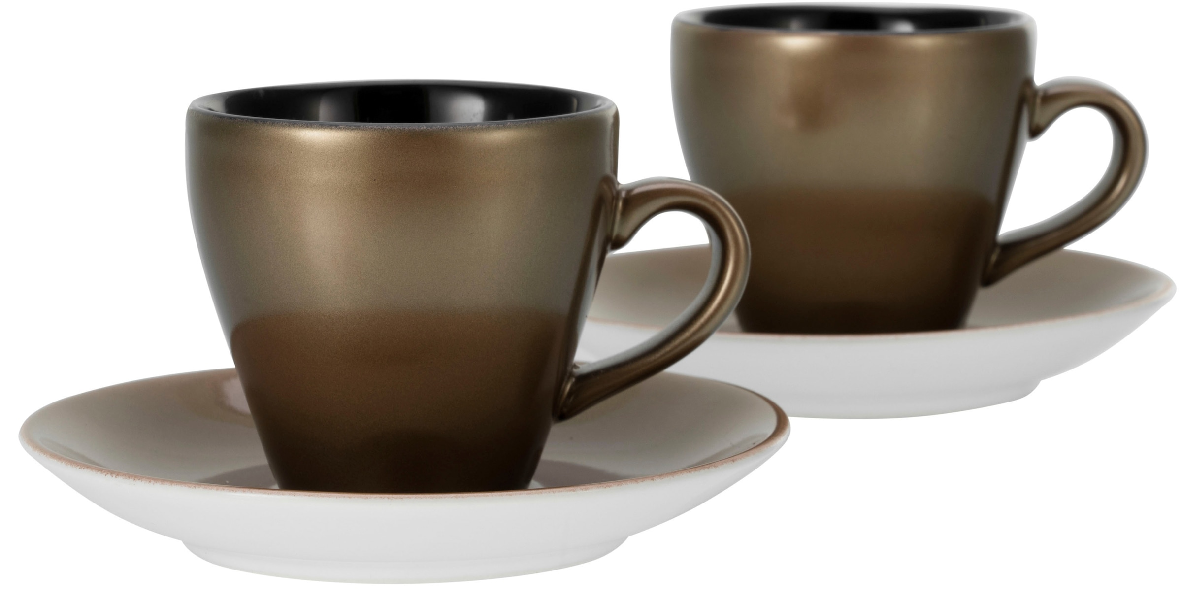 CreaTable Espressotasse "Golden Days", (Set, 4 tlg.), 4-teilig, inkl. Untertasse