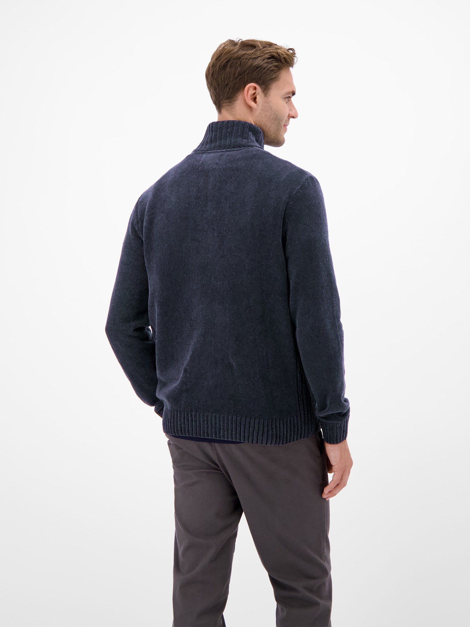 LERROS Strickpullover Chenille-Pullover mit Troyer