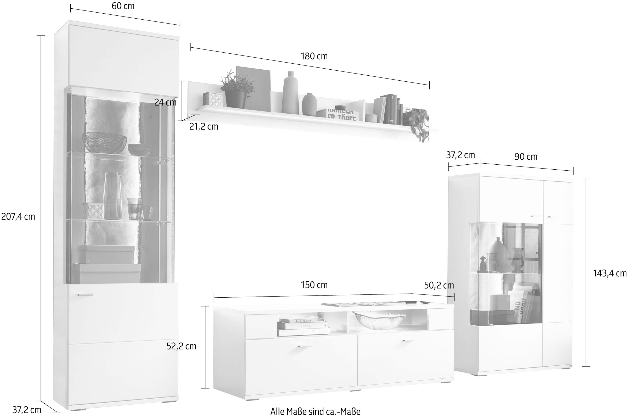 set one by Musterring BAUR Wohnwand Typ St.), mit Wandboard 4 | »TACOMA«, (Set, 02