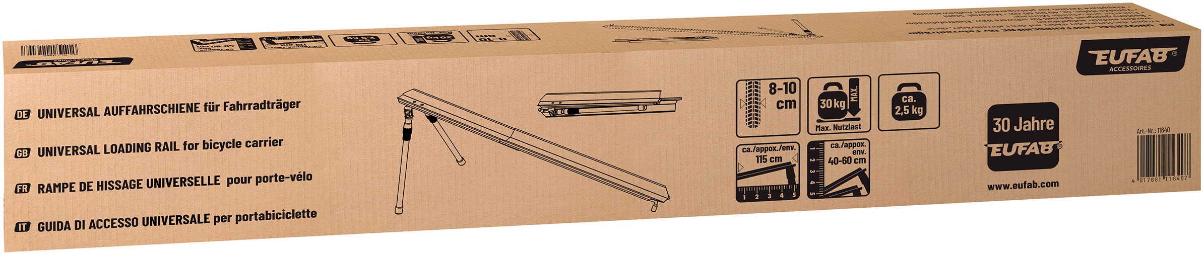 EUFAB Fahrradrampe »Universal Auffahrschiene für Fahrradträger«, (1 St.)