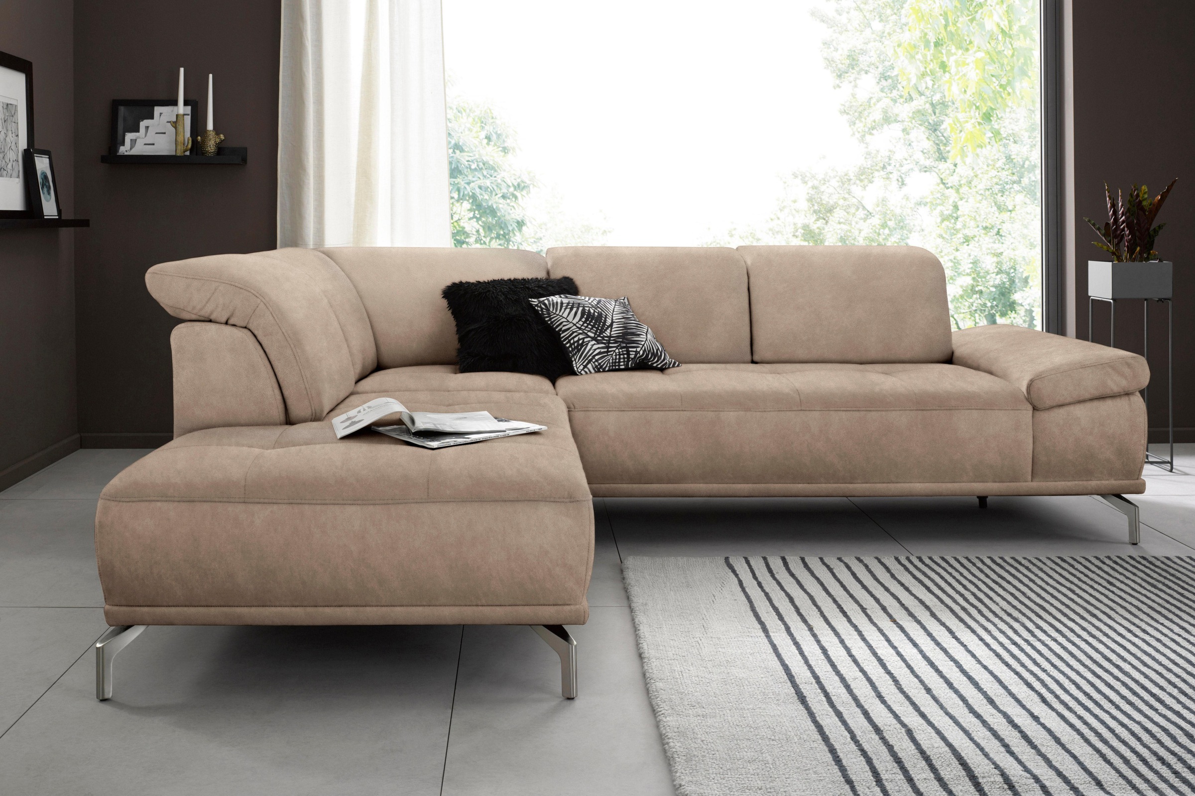 OTTO home Ecksofa "Caluna" Inkl.Sitztiefenverstellung, wahlweise mit Kopf- und Armteilverstellung