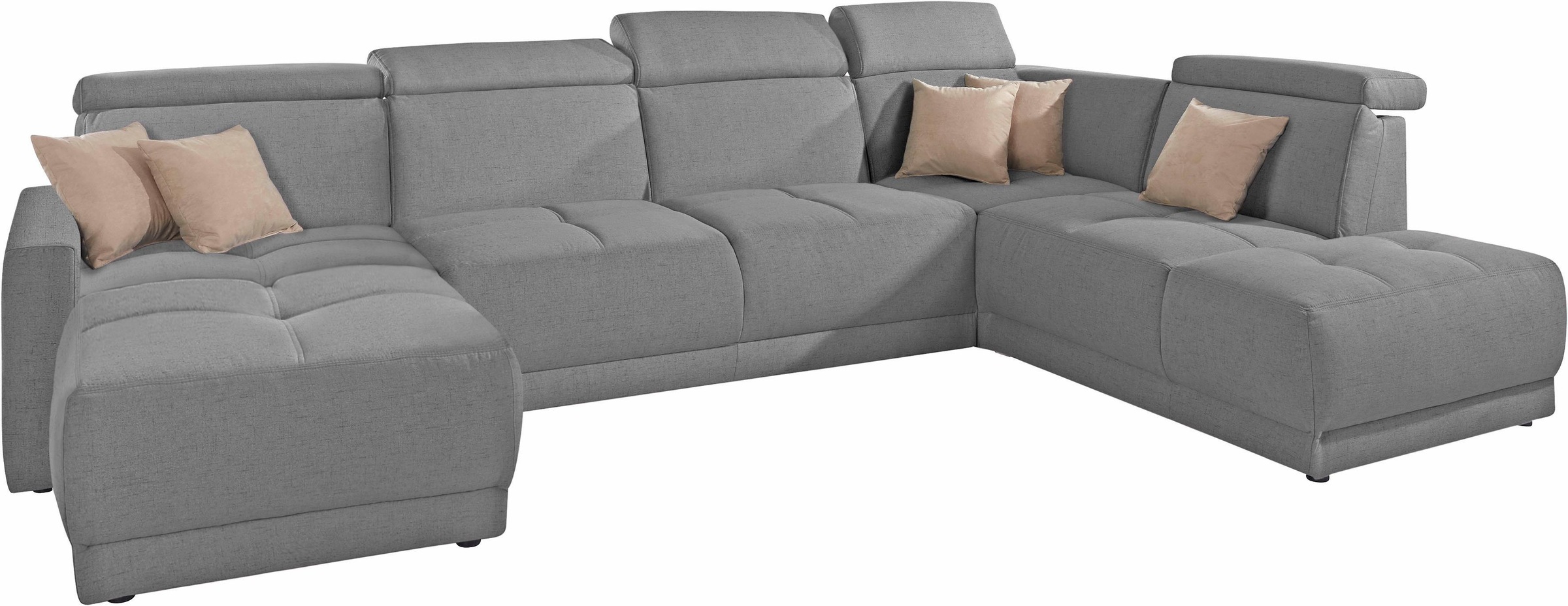 DOMO collection Wohnlandschaft »Ava moderne Sitzheftung mit toller Doppelnaht, komfortabel, U-Form«, mit Federkern, wahlweise mit Kopfteilverstellungen
