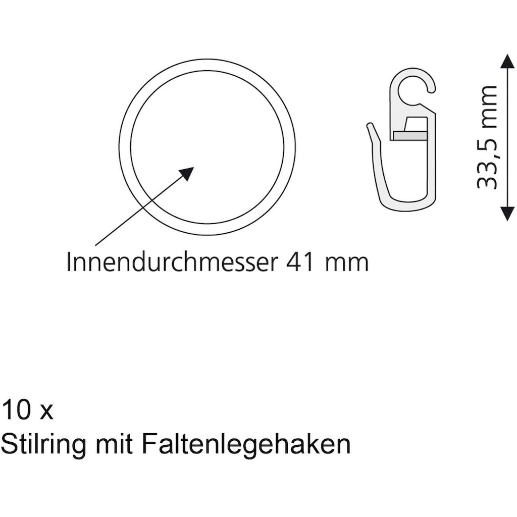 Liedeco Gardinenring, (Packung, 10 St., mit Faltenlegehaken)