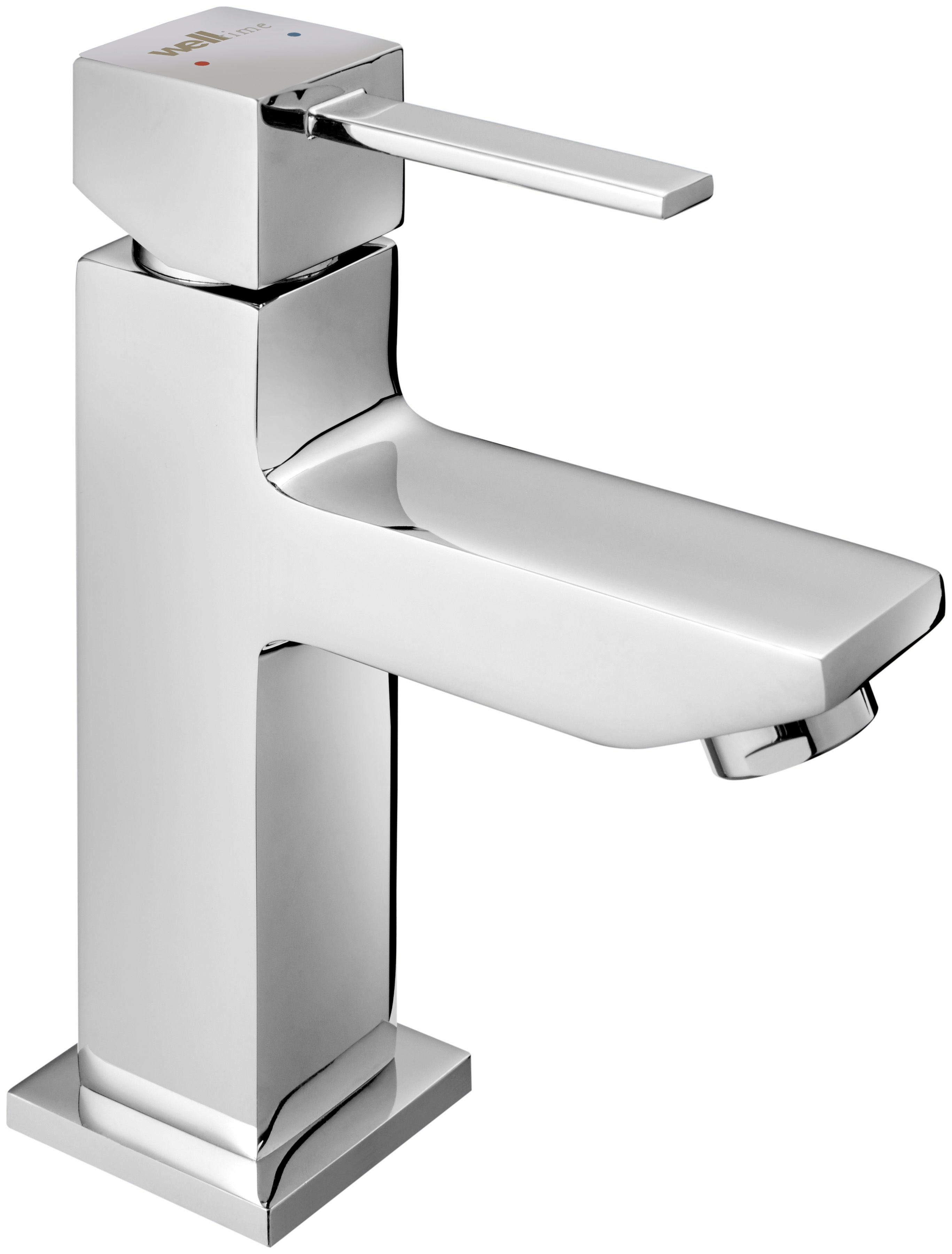 welltime Waschtischarmatur "Trento, Wasserhahn" Wassersparende Eco-Click-Funktion, inkl. Pop-Up Ablaufventil