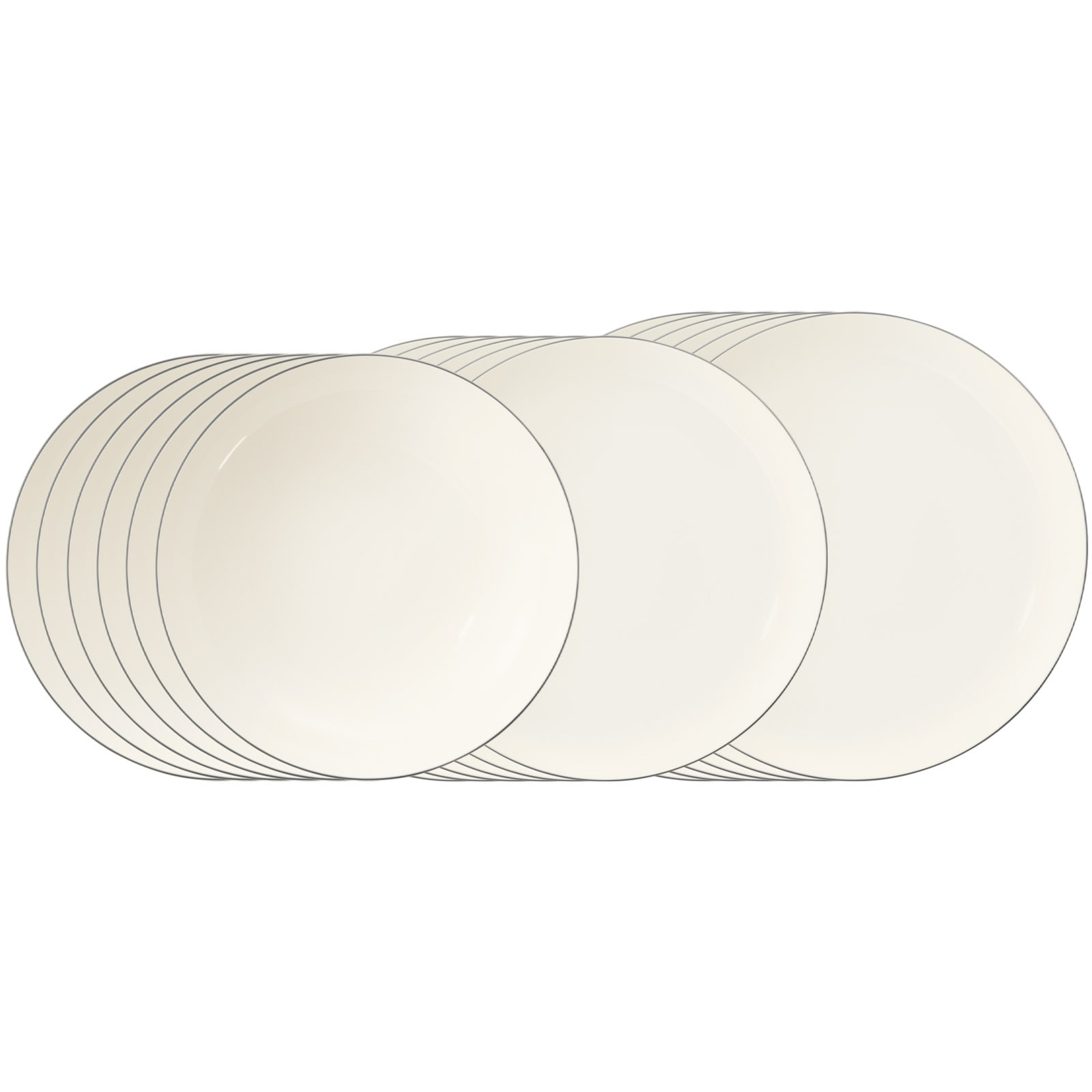 Seltmann Weiden Geschirr-Set "Tafelservice Savona Grey Line 18er Set creme" Spülmaschinenfest, Mikrowellensicher, Ofenfest