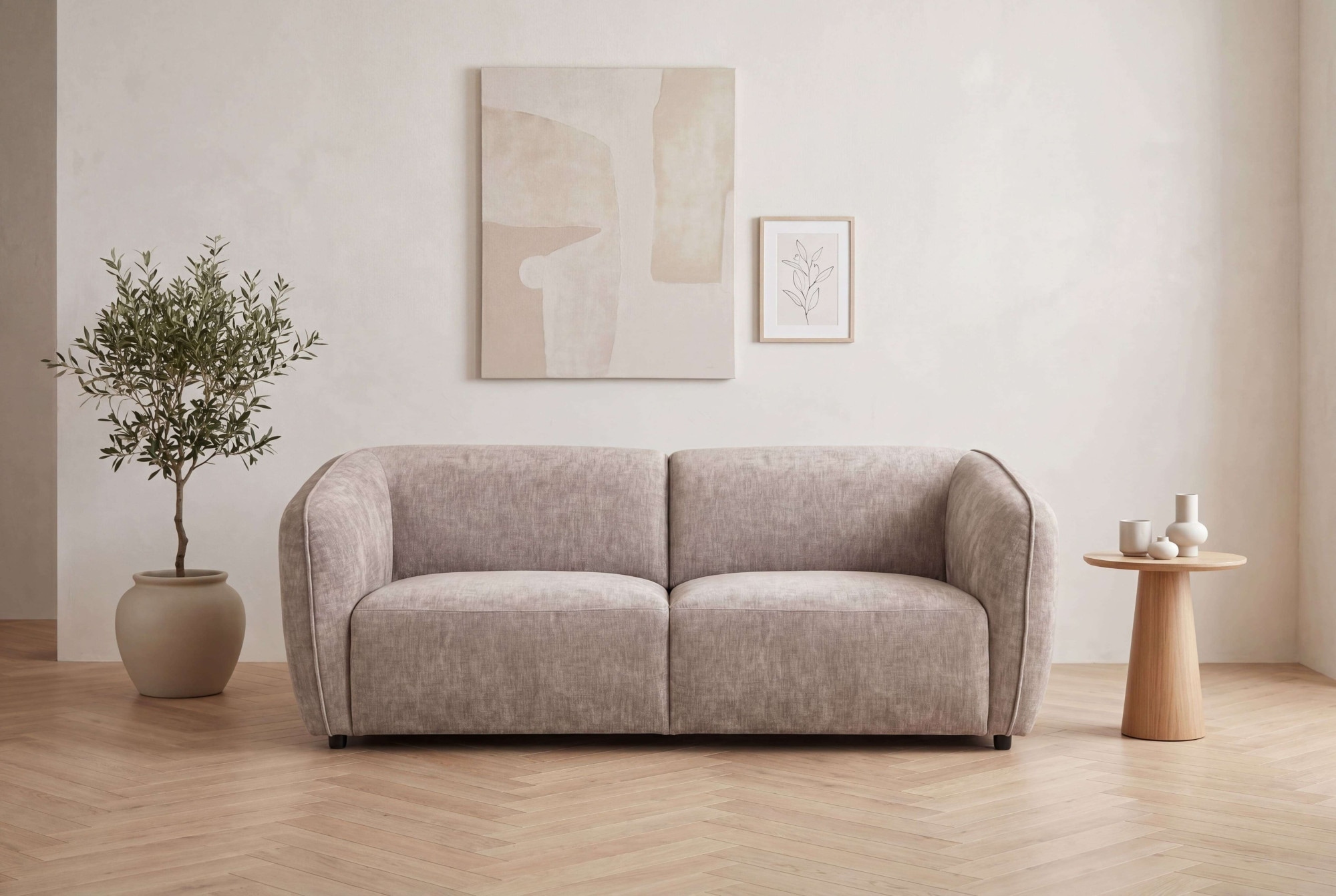 OTTO home 3-Sitzer "OSTRUP, Naturtöne, Boucle oder Chenille" Breite 221 cm, organische Form mit sanften Rundungen