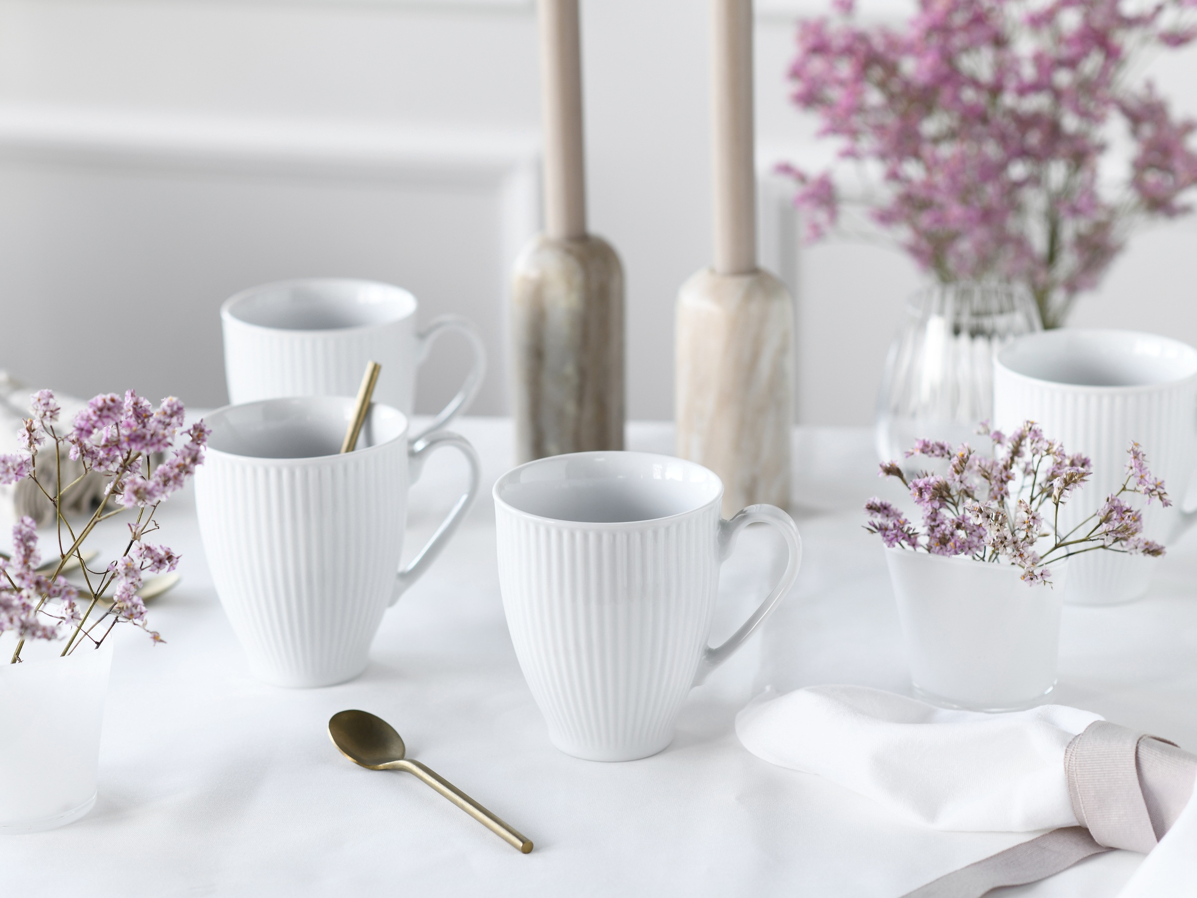 CreaTable Becher »Valencia Weiß, Kaffeebecher, 6-tlg.«, (Set, 6 tlg.), Elegant, Boho Chic