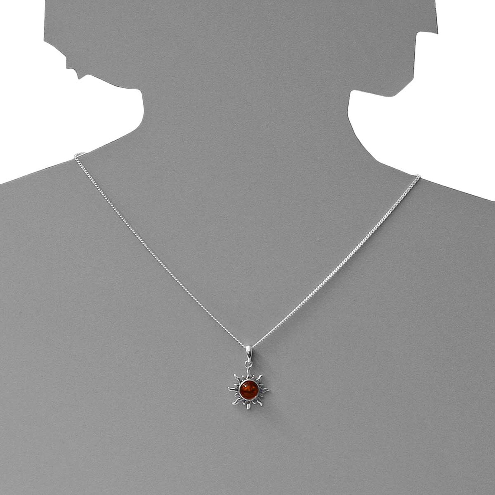 OSTSEE-SCHMUCK Kette mit Anhänger »- Sonne 20 mm - Silber 925/000 - Bernstein«
