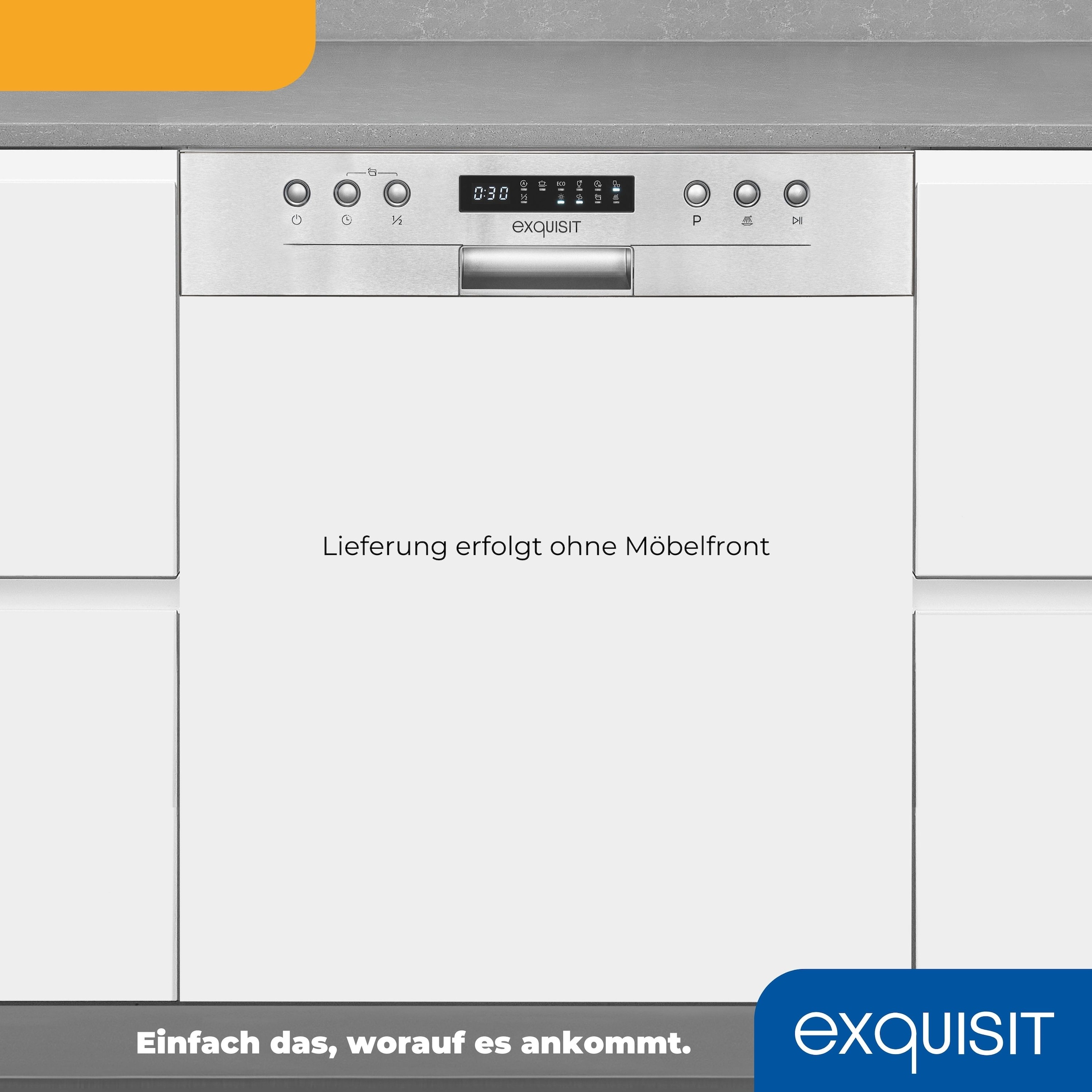 exquisit teilintegrierbarer Geschirrspüler »EGSP9414-EB-030D inox«, 14 Maßgedecke