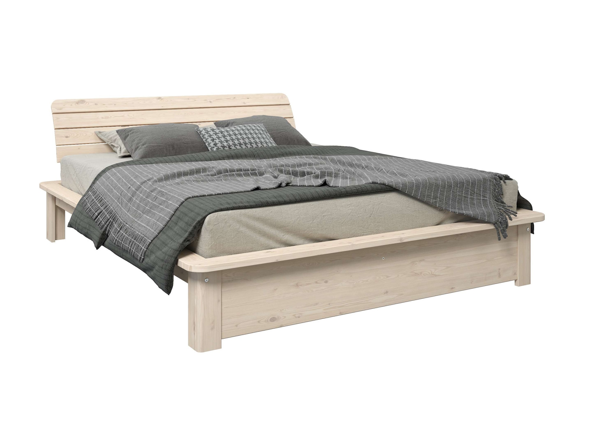 OTTO home Massivholzbett »Antri, Futonbett, ergonomisch geformtes Kopfteil, stilvolles Design« Rahmen zur Ablage von Smartphone, mit Lattenrost, Bettkasten optional