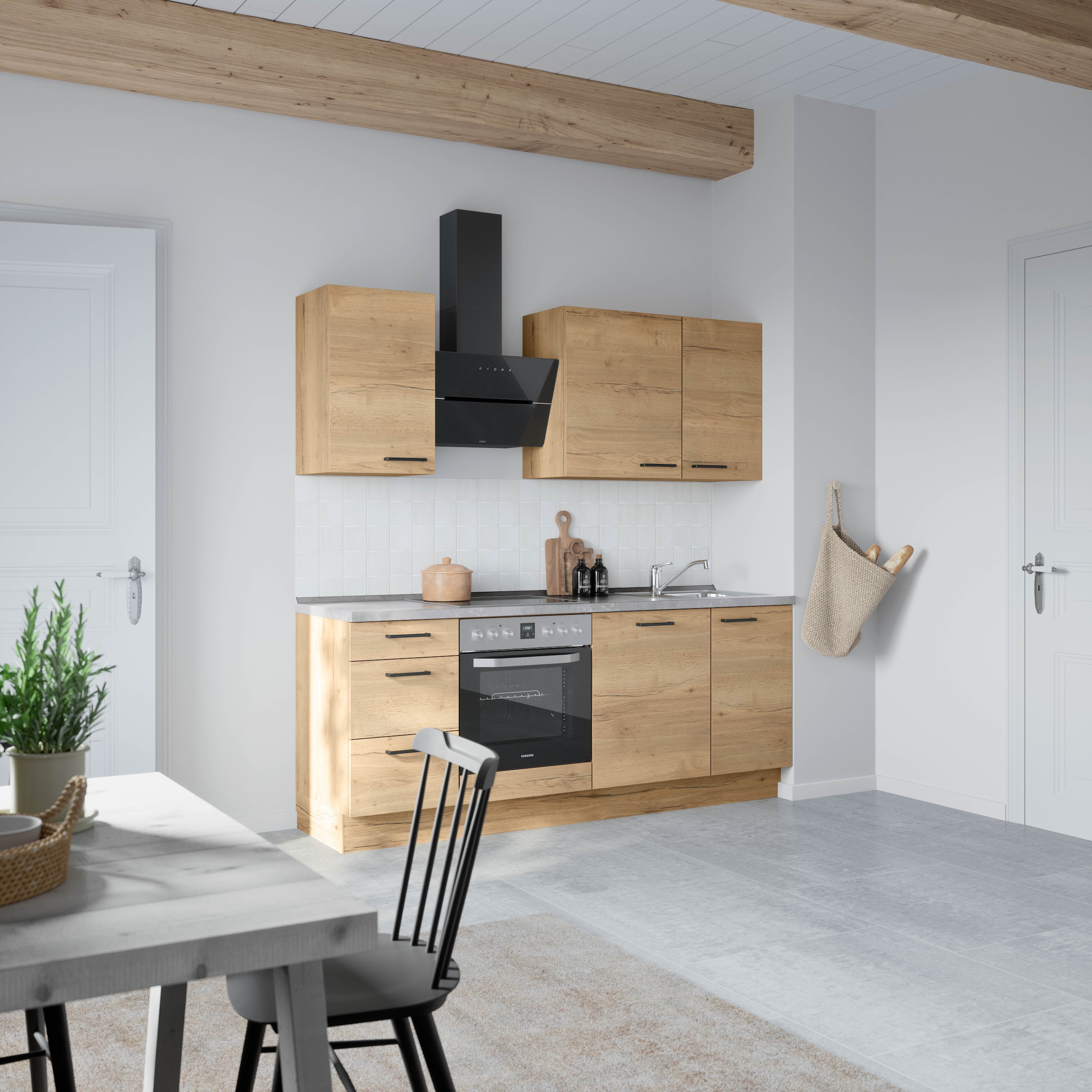 nobilia® Küchenzeile »"Structura II"«, vormontiert, Ausrichtung wählbar, Breite 210 cm, wahlw. mit E-Geräten