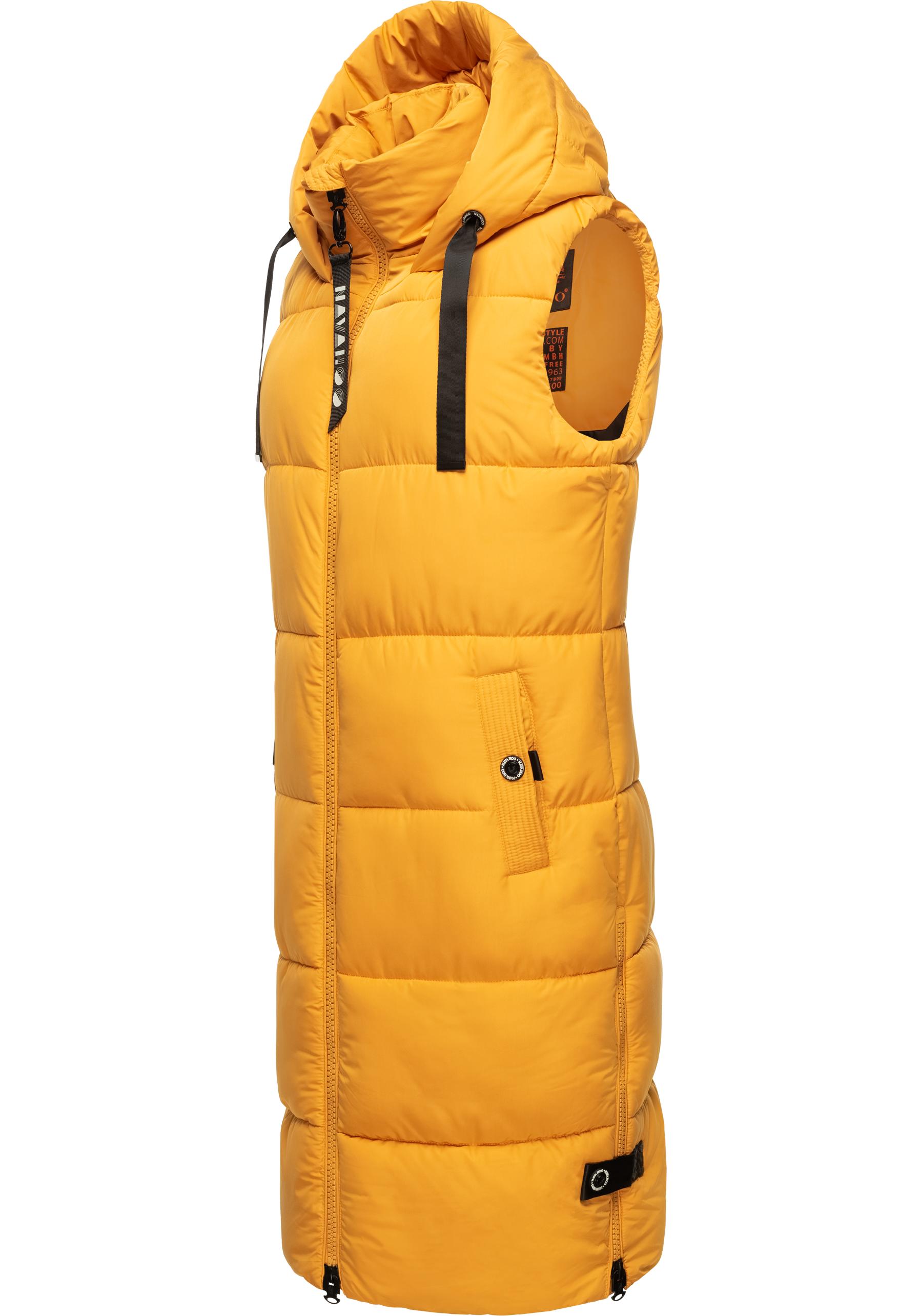 Navahoo Steppweste "Schnuffelchen" 1 Stk. warme Damen Outdoor-Weste lang mit Kapuze