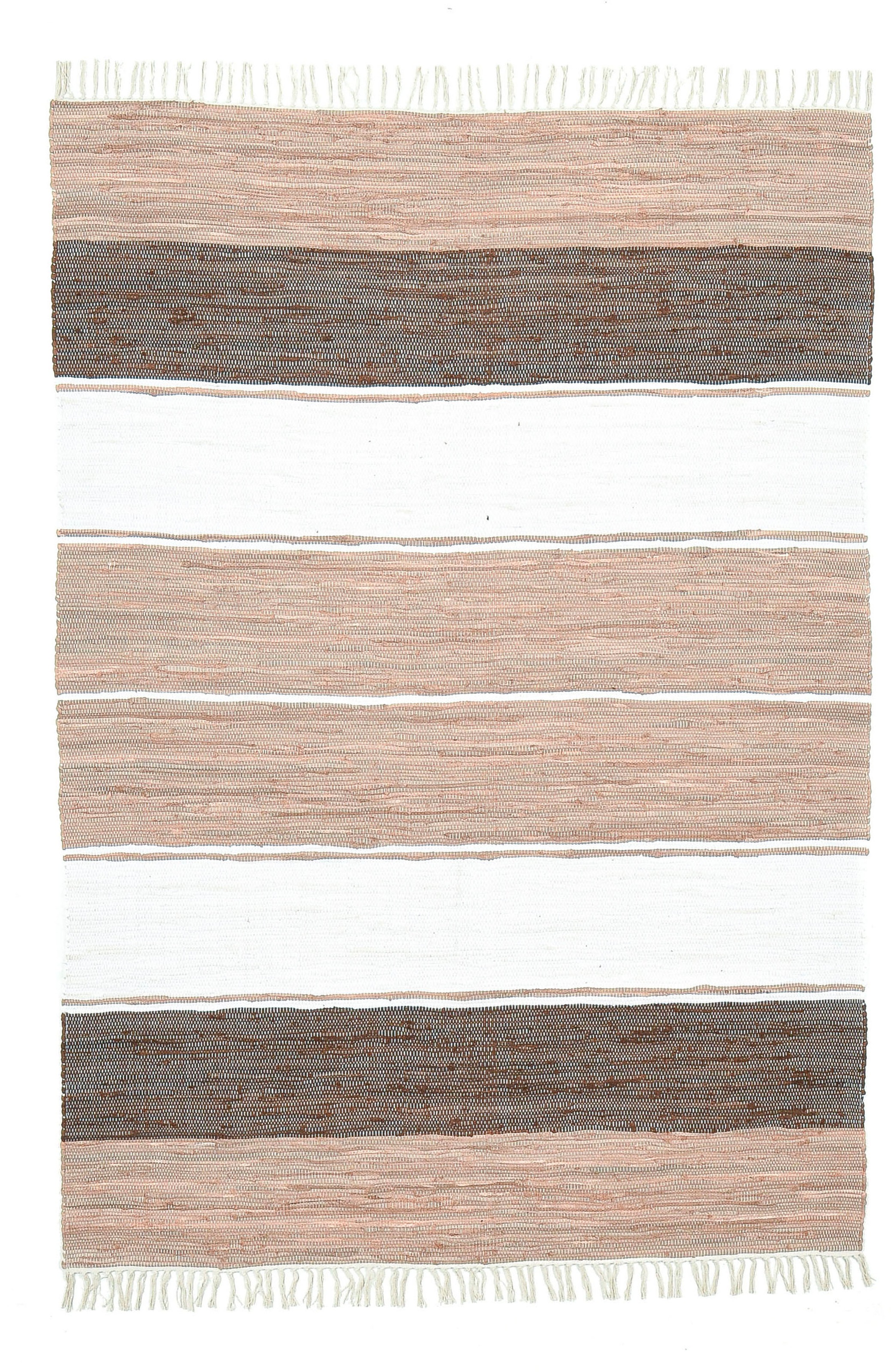 THEKO Teppich »Stripe Cotton«, rechteckig, 5 mm Höhe, Flachgewebe, gestreift, reine Baumwolle, handgewebt, mit Fransen