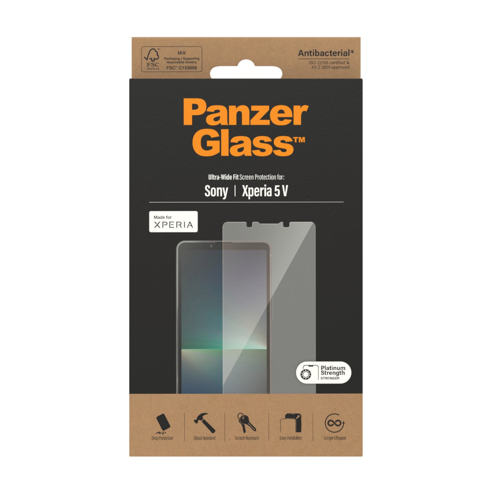 PanzerGlass Displayschutzglas »Ultra-Wide Fit Screen Protector«, für Sony Xperia 5 V, Displayschutzfolie, Schutzfolie, Bildschirmschutz, kratz- & stoßfest