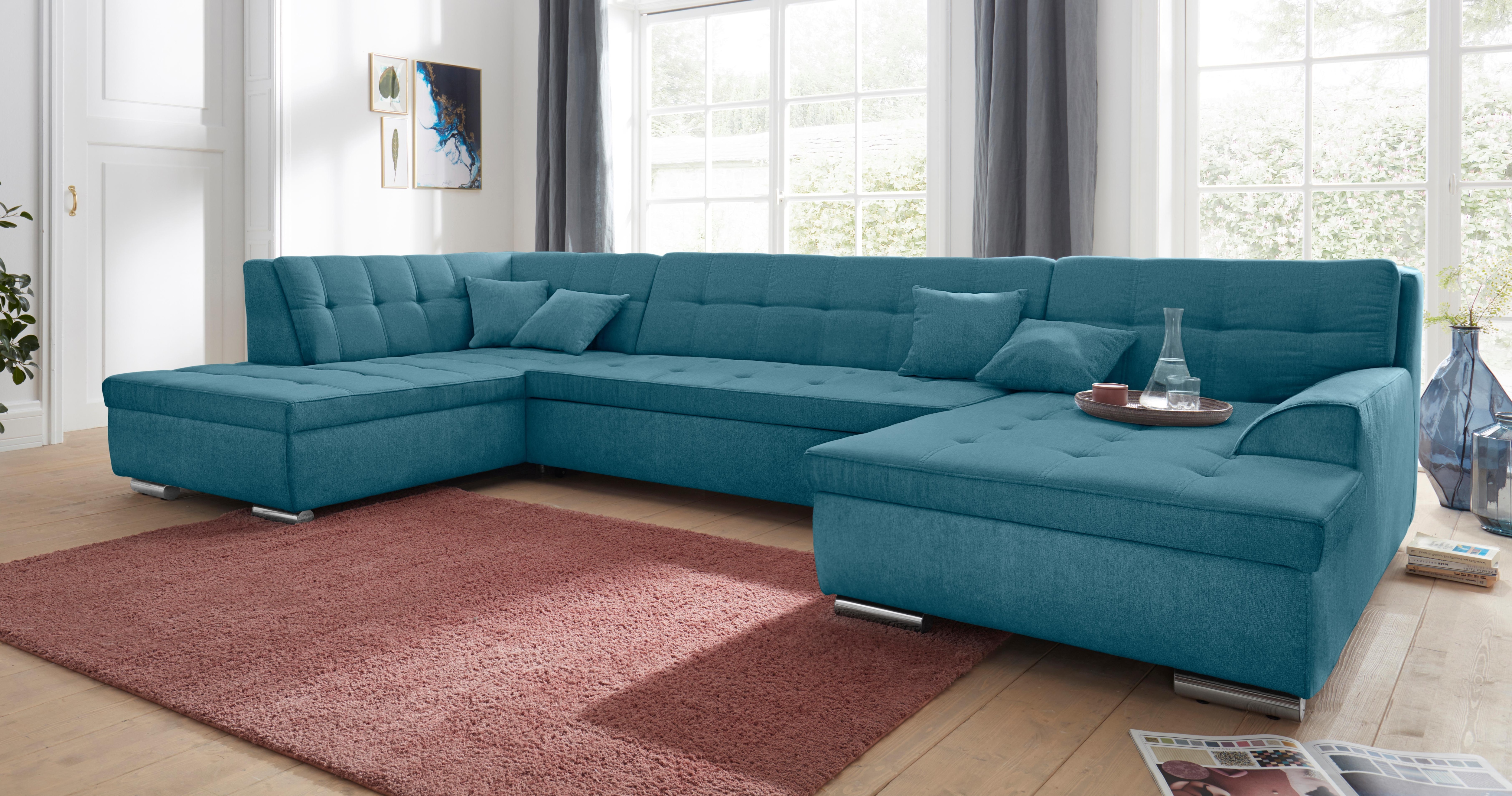 DOMO collection Wohnlandschaft "Aversa U-Form" wahlweise mit Bettfunktion, frei im Raum stellbar