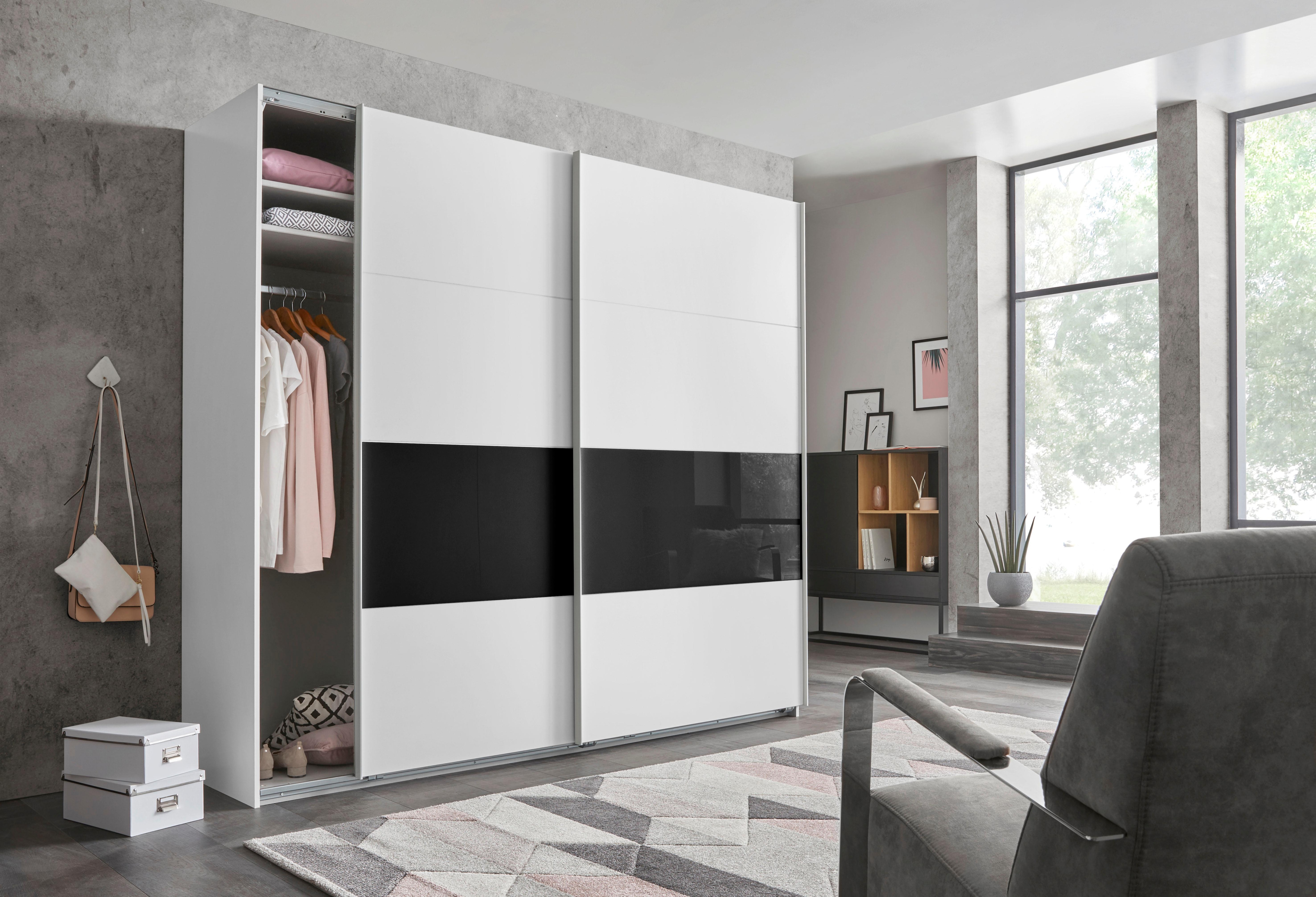 Wimex Schwebetürenschrank "Bramfeld Kleiderschrank" mit Glaselementen und zusätzlichen Einlegeböden